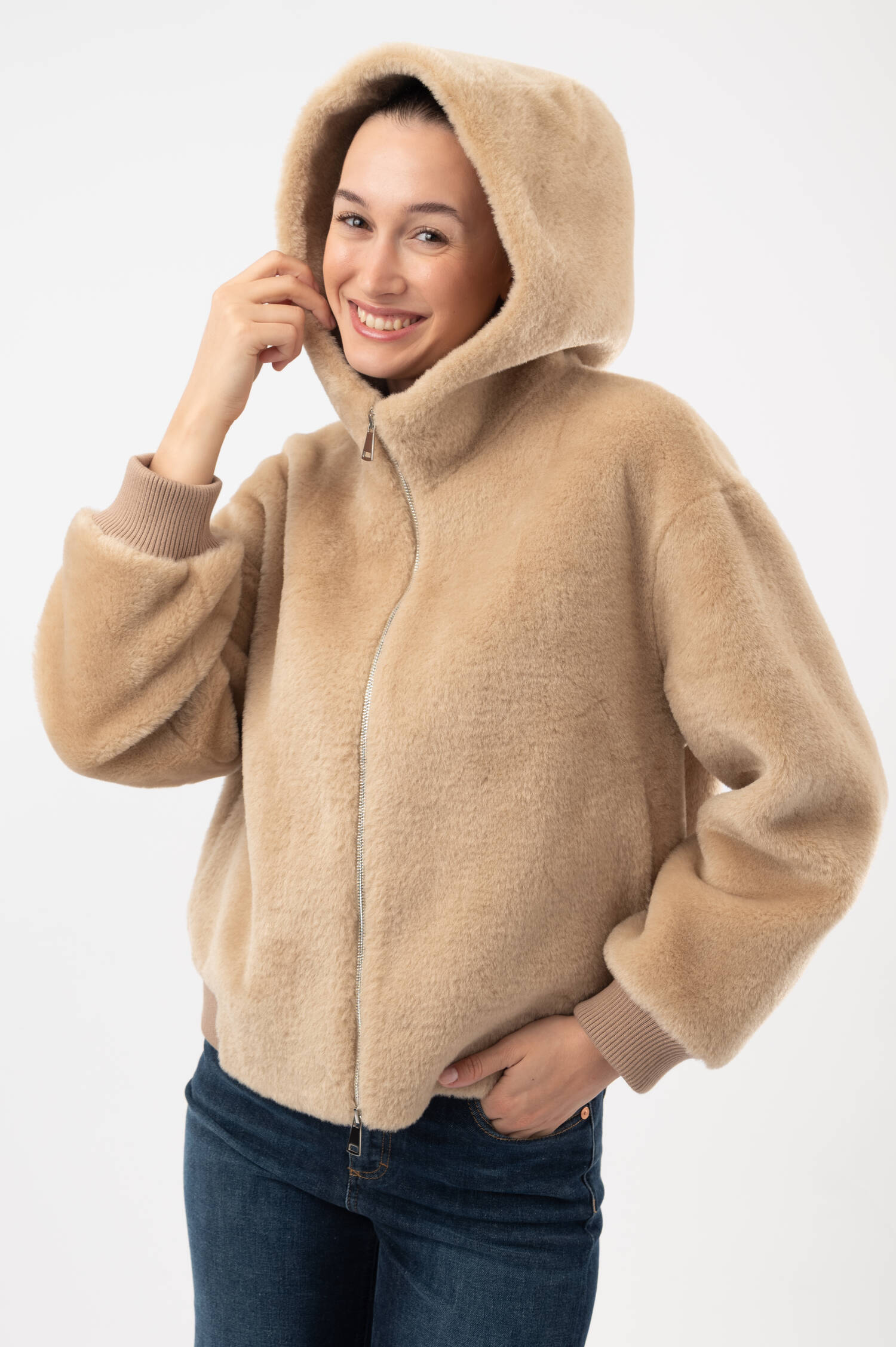 Faux-Shearling-Jacke SISSI in Beige
