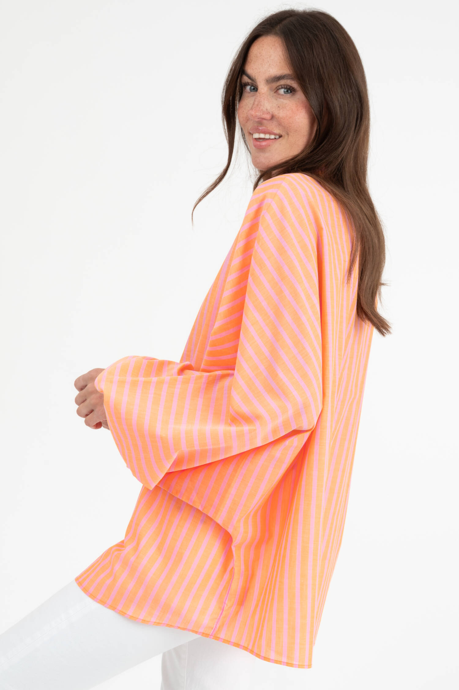 Bluse ANTONIA VOILE in Koralle/Pink gestreift Bluse ANTONIA VOILE in Koralle/Pink gestreift