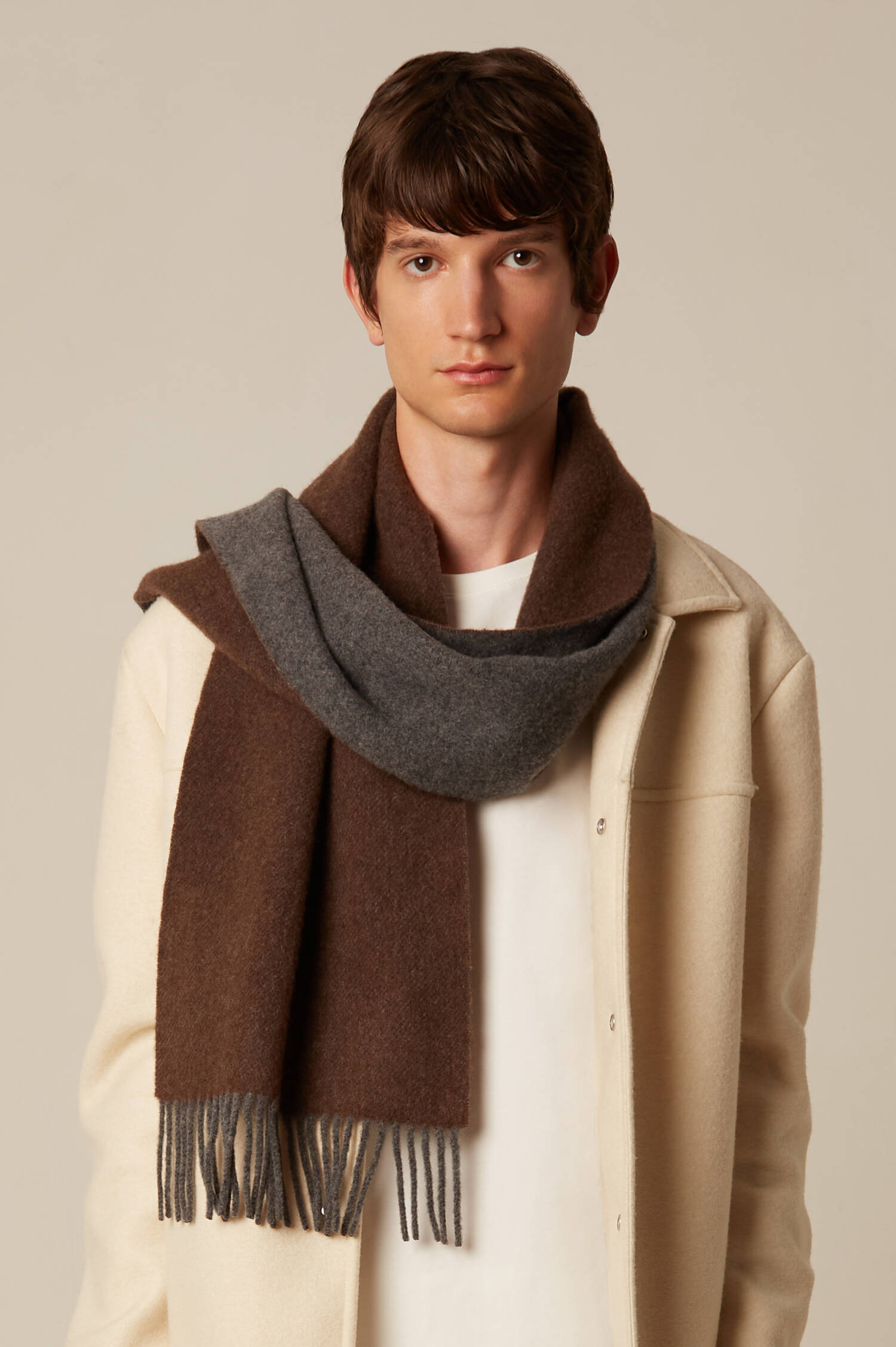 Cashmere-Schal in Braun/Grau