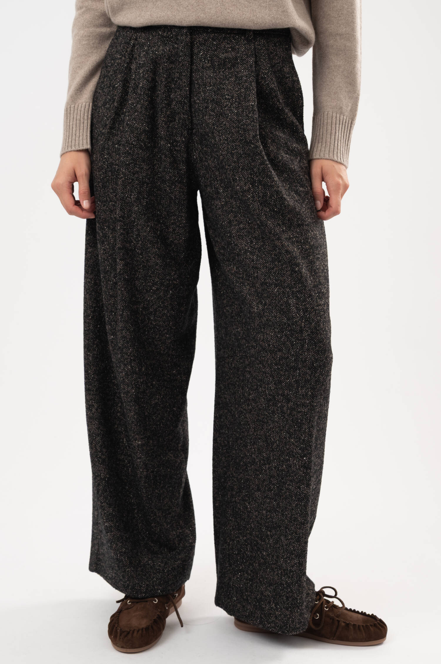 Woll-Seide-Mix Hose in Schwarz