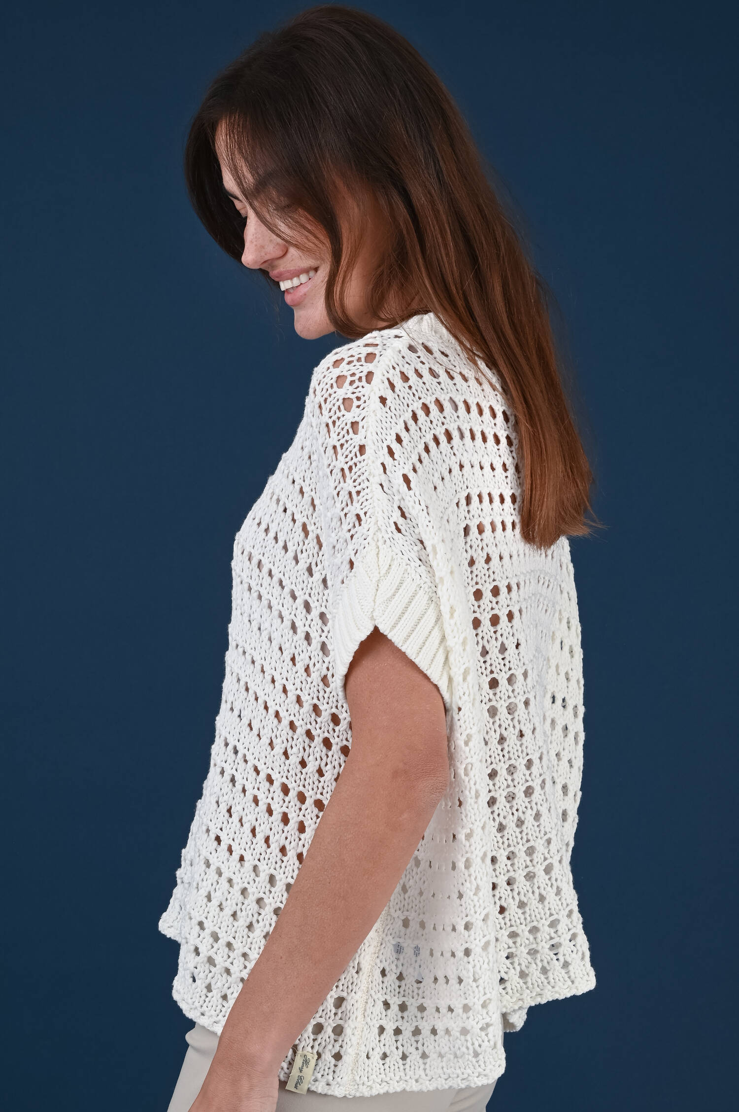 Lochstrickpullover in Weiß Lochstrickpullover in Weiß