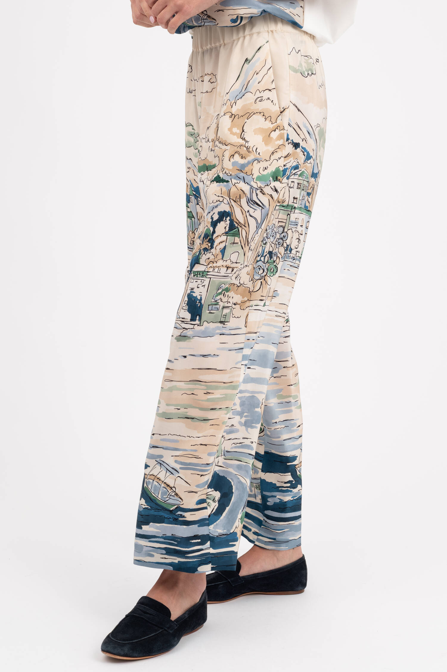 Seiden-Culotte CURVA mit Print in Creme Seiden-Culotte CURVA mit Print in Creme