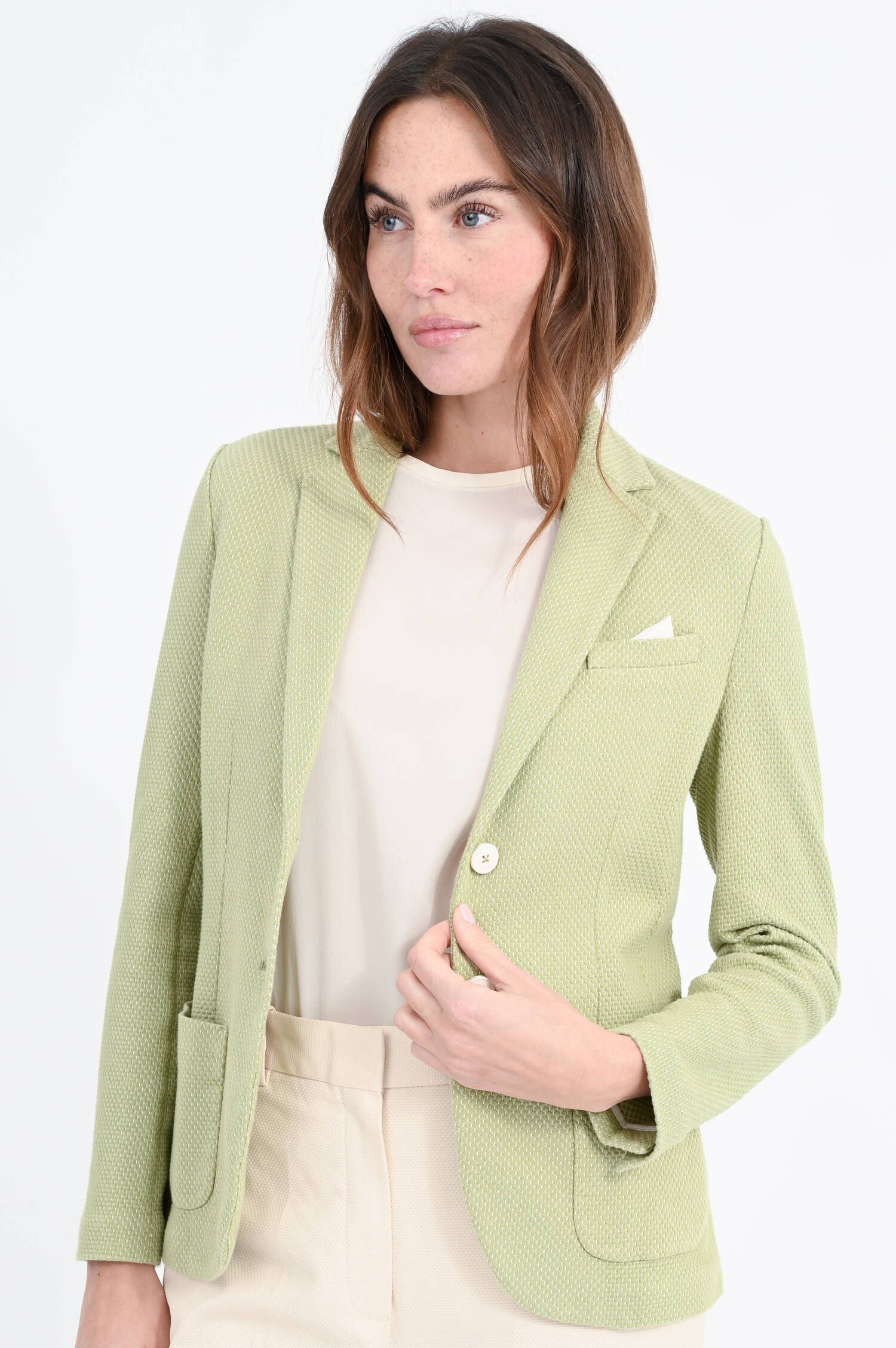 Einreihiger Oxford Blazer in Grün Einreihiger Oxford Blazer in Grün