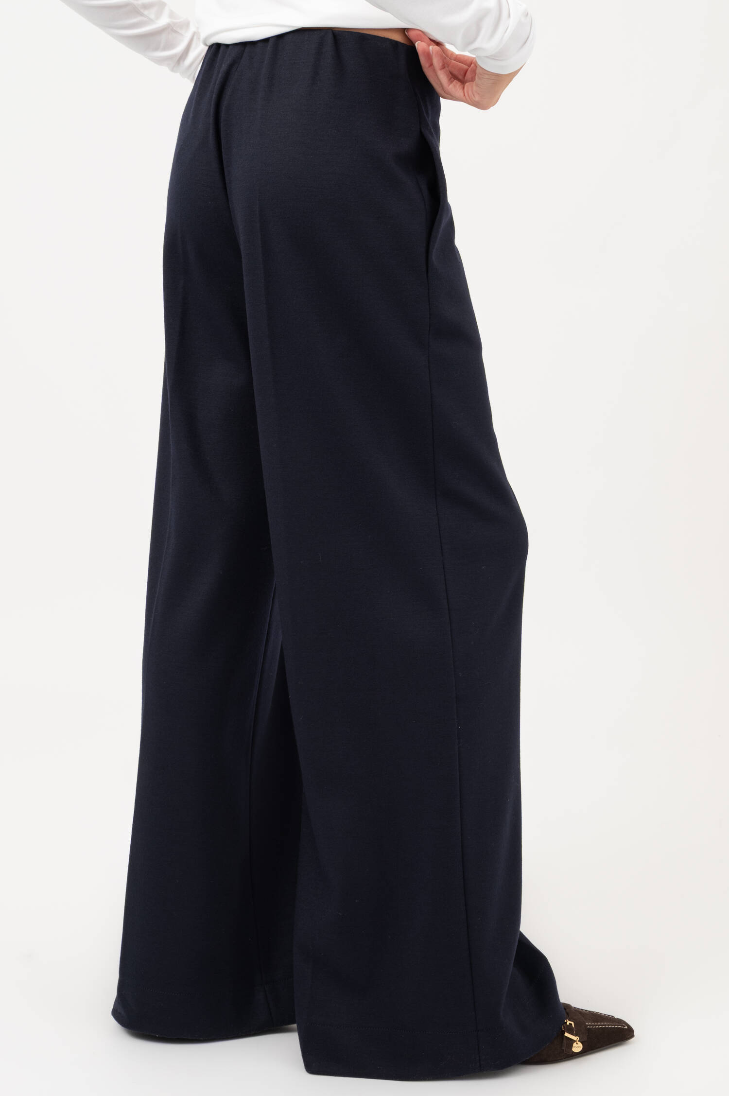 Weite Wollhose in Navy