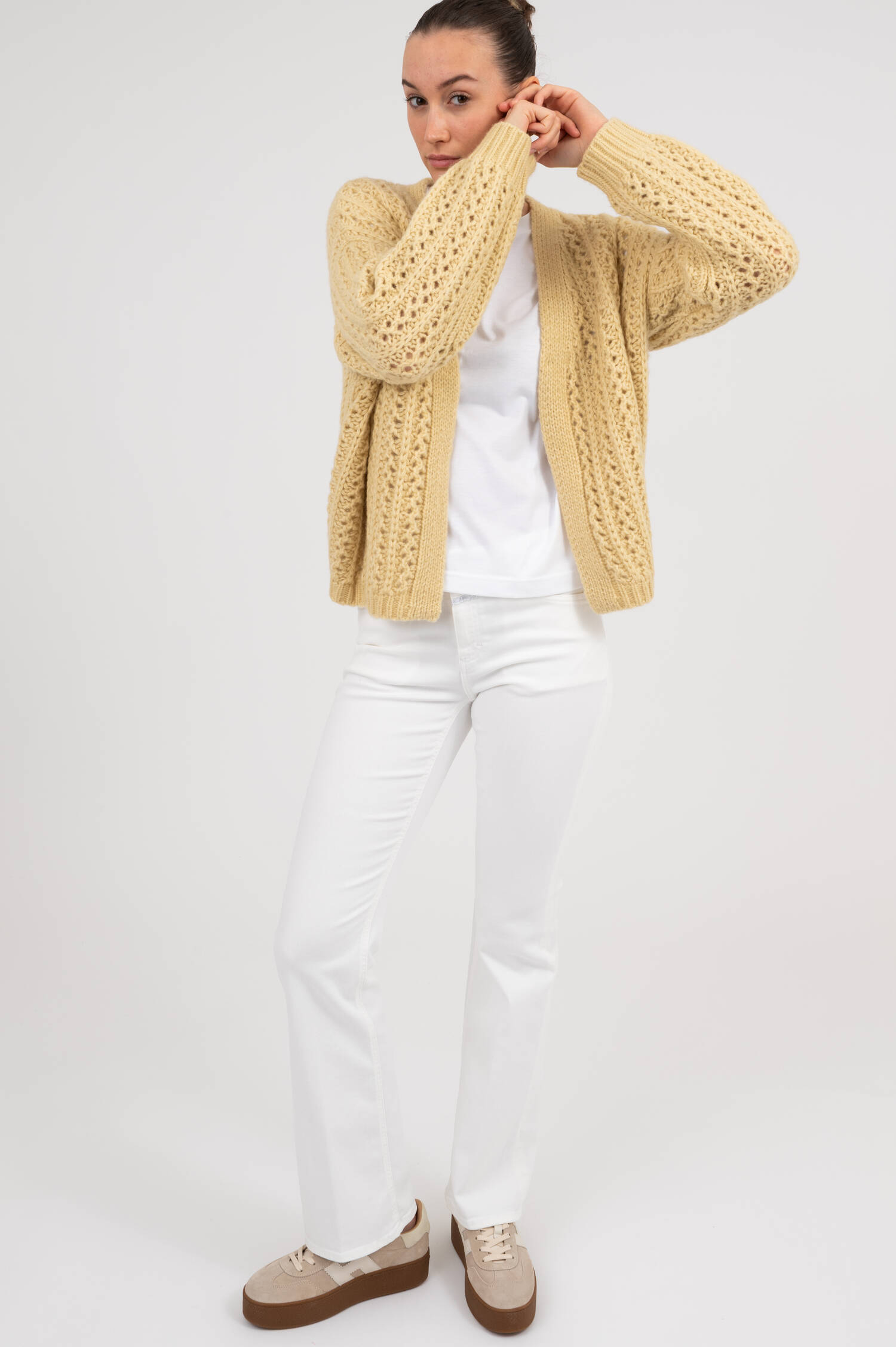 Lochstrickweste COTTO aus Cashmere Mix in Limone