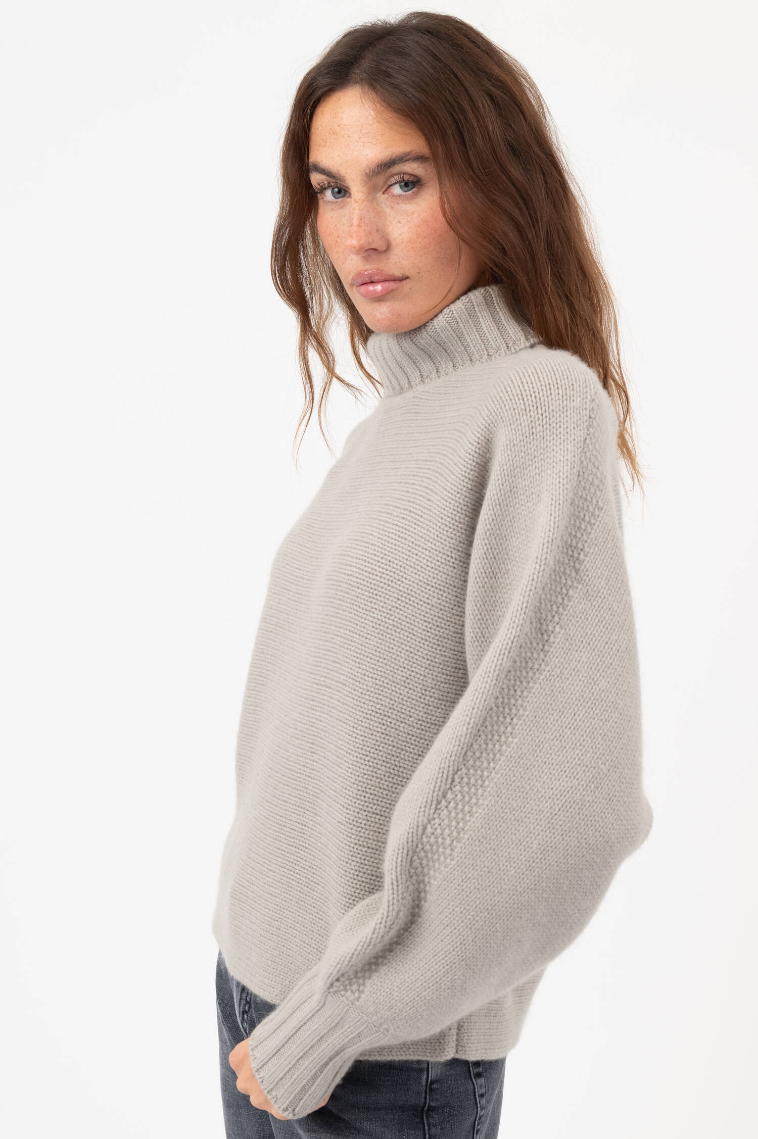 Rollkragen-Woll-Pullover MARINA in Beige Rollkragen-Woll-Pullover MARINA in Beige