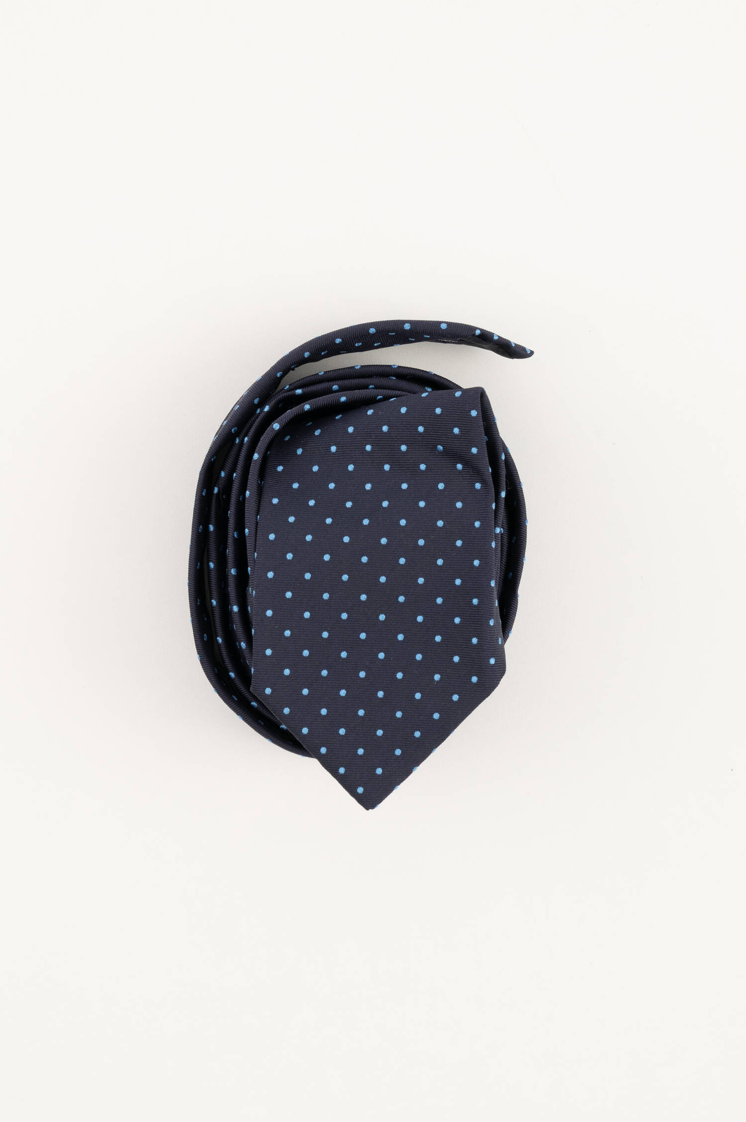 Gemusterte Krawatte aus Seide in Navy/Hellblau Gemusterte Krawatte aus Seide in Navy/Hellblau