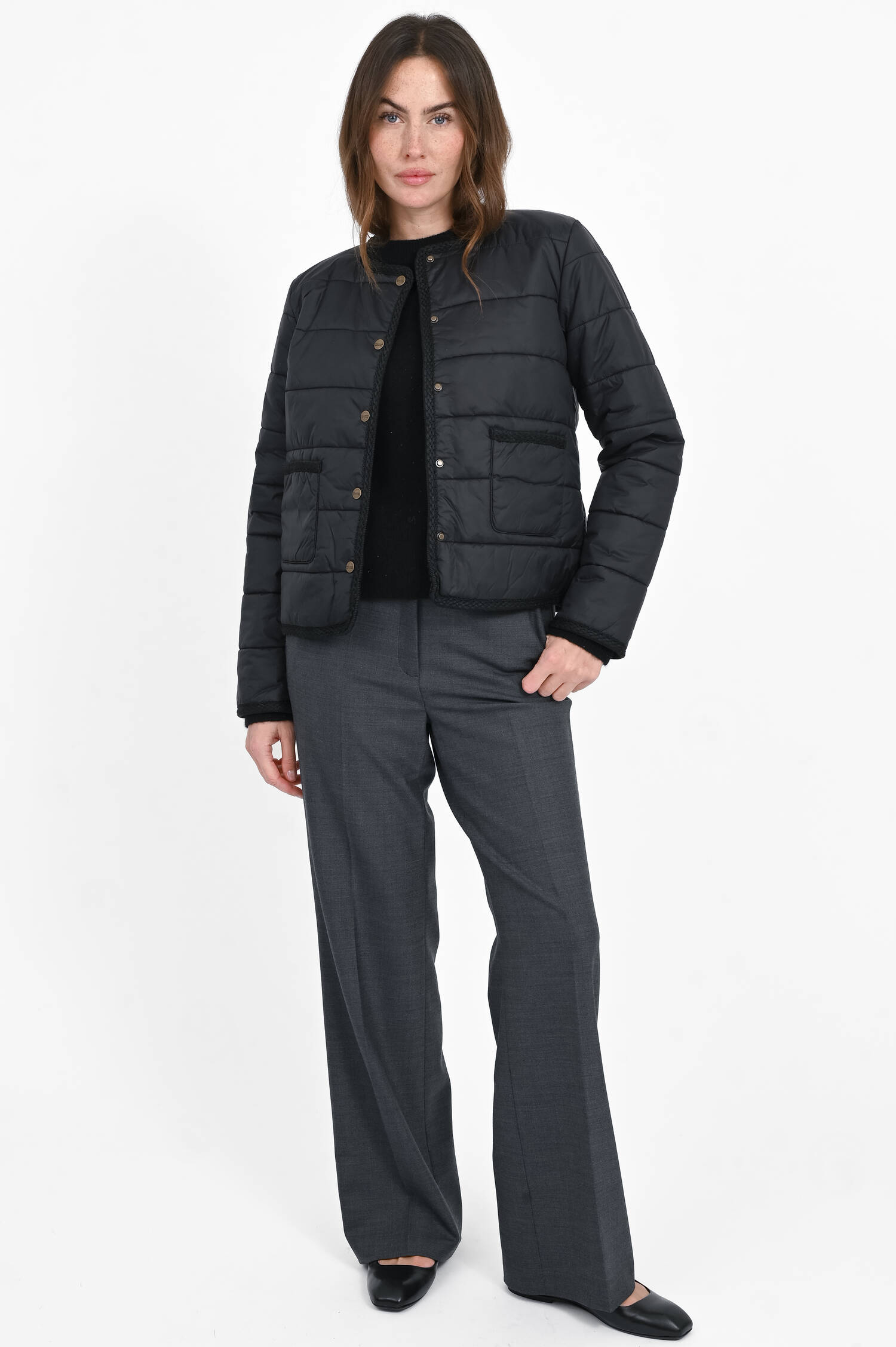 Jacke mit Stick-Details in Schwarz Jacke mit Stick-Details in Schwarz