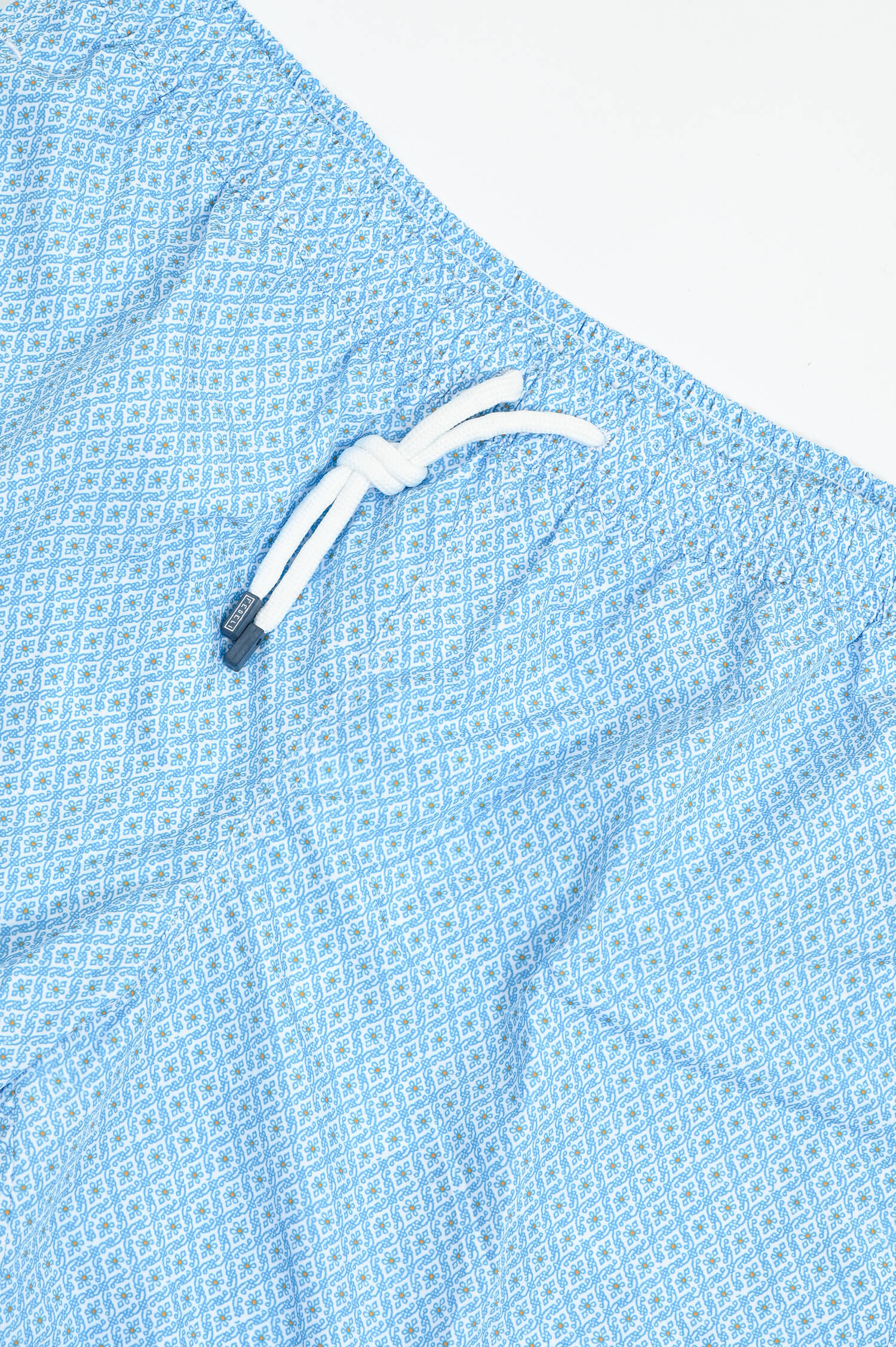 Badehose MADEIRA mit Mosaikmuster in Hellblau/Weiß