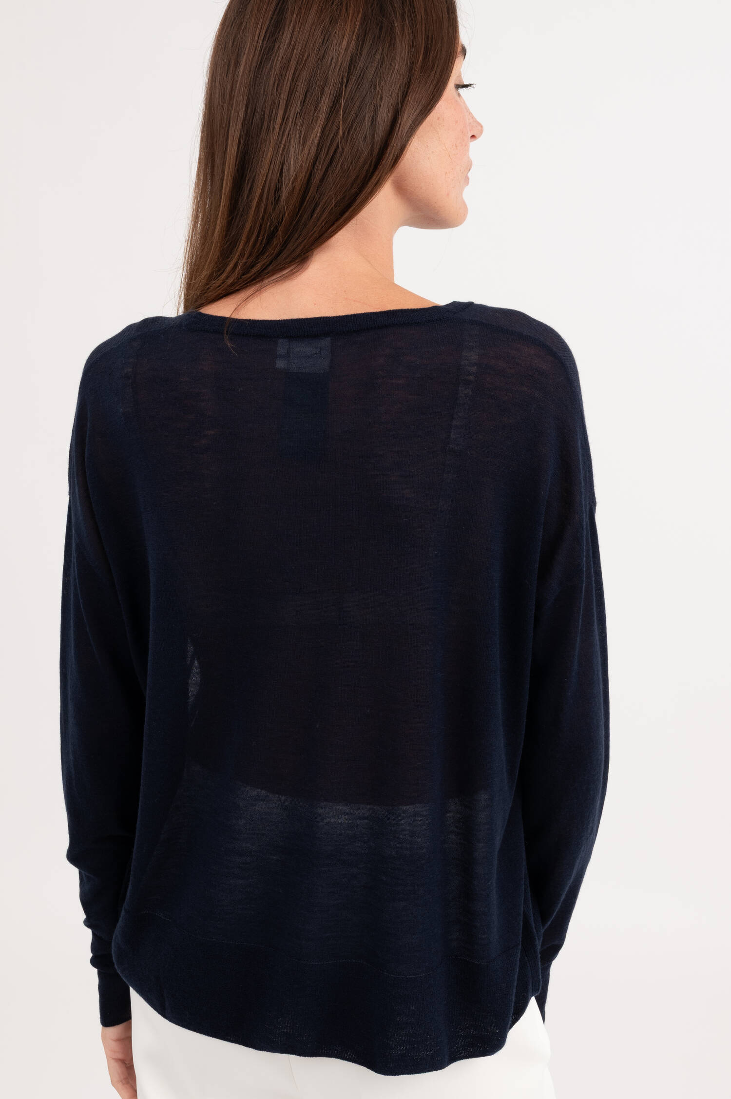 Gestricktes Langarmshirt in Navy