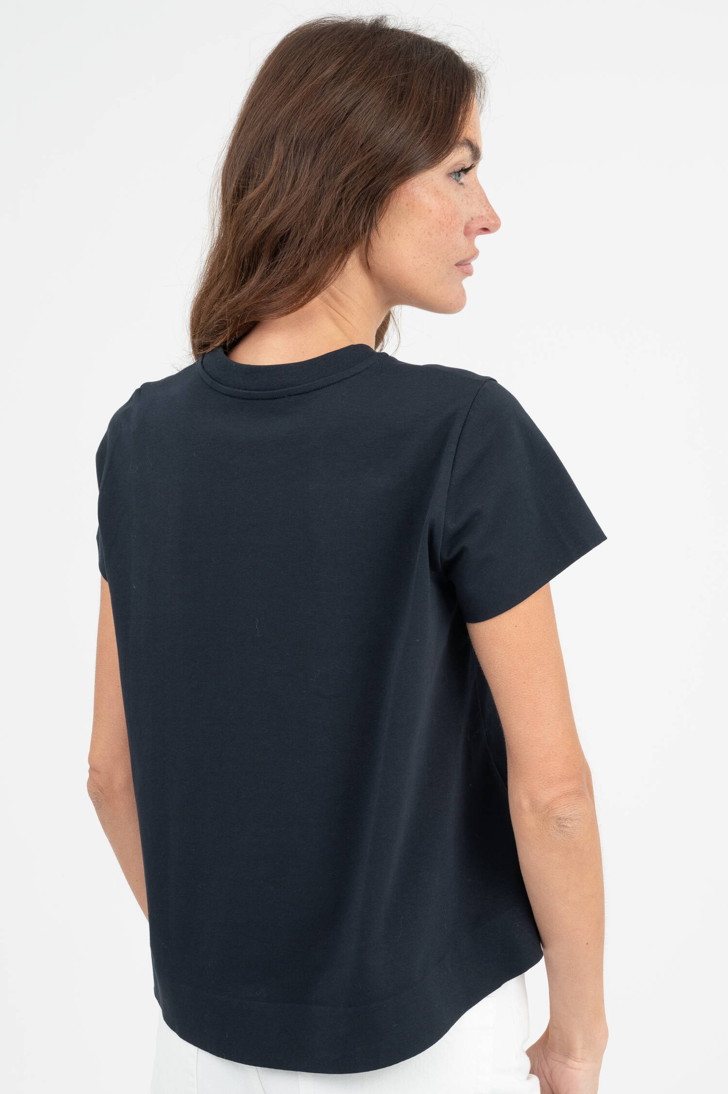 T-Shirt aus Baumwoll-Stretch in Navy