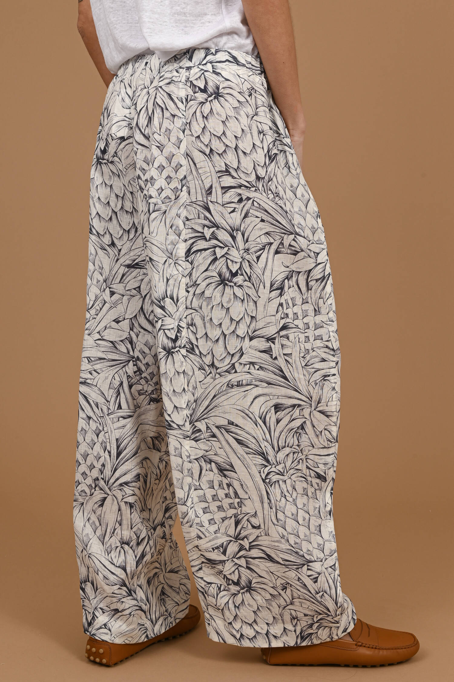 Leinenschlupfhose RUBY in Blau/Weiß