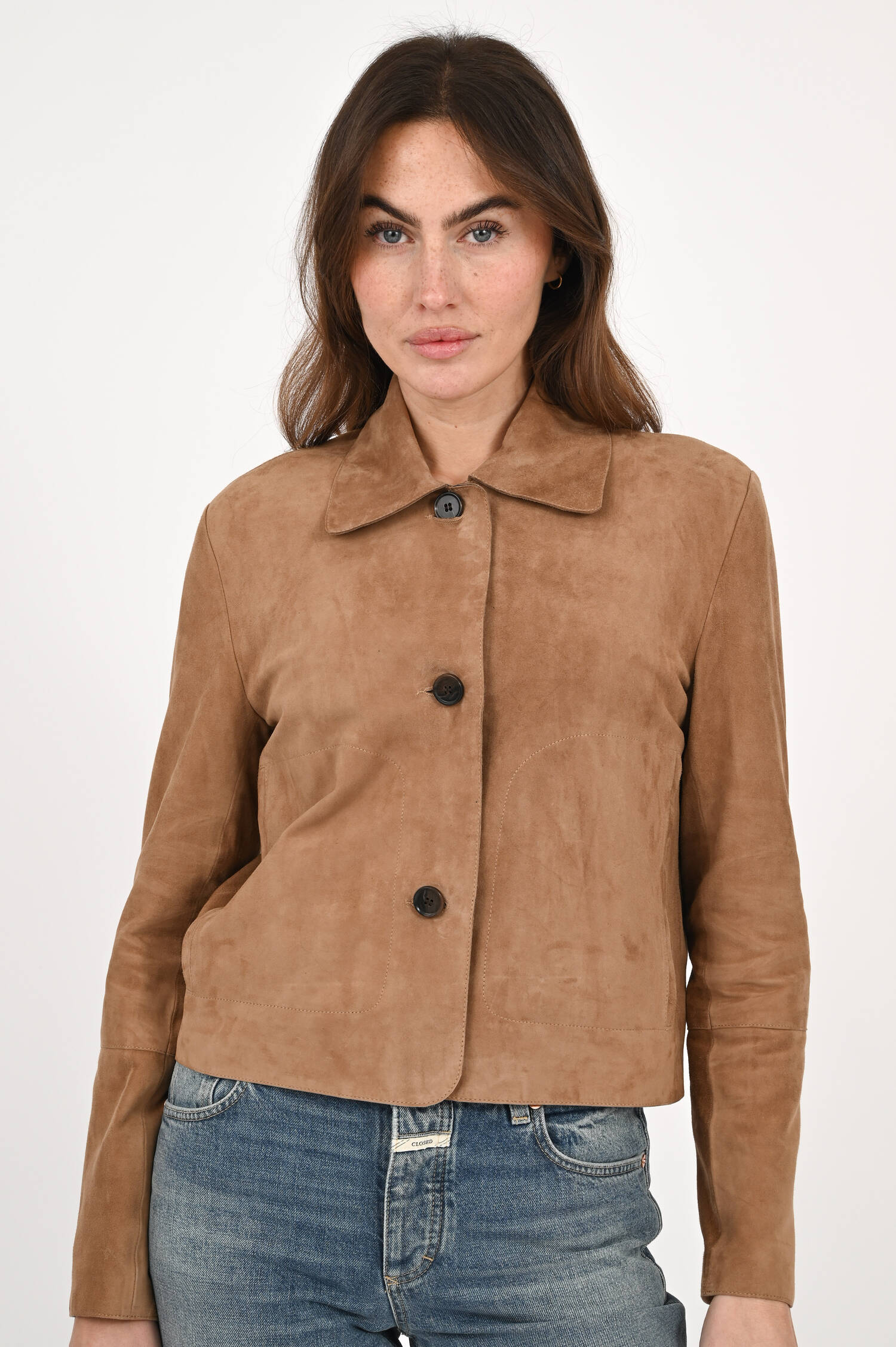 Velours Lederjacke EMY in Mocha
