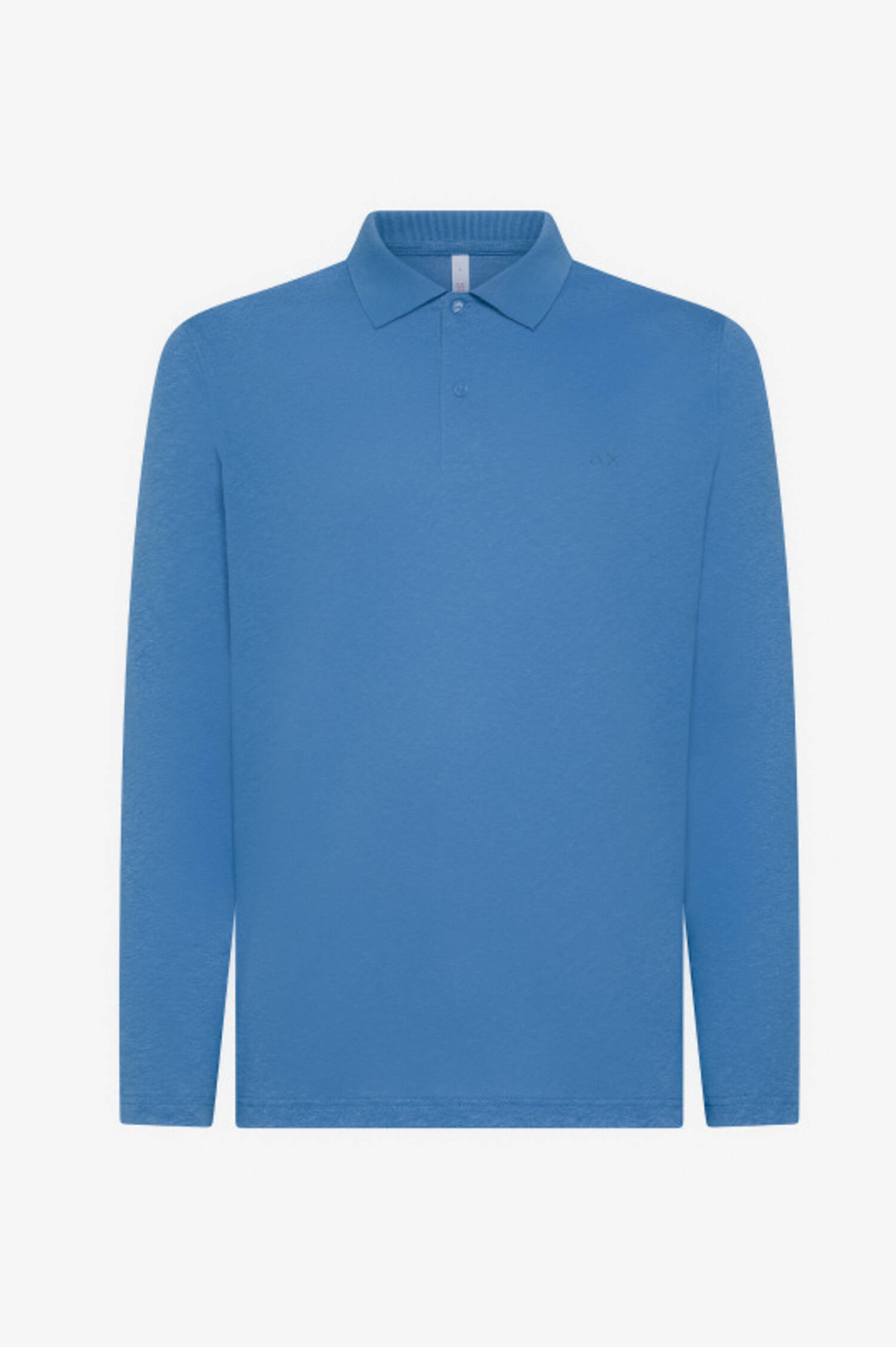Langarm-Polo aus Leinen-Baumwoll-Mix in Avio