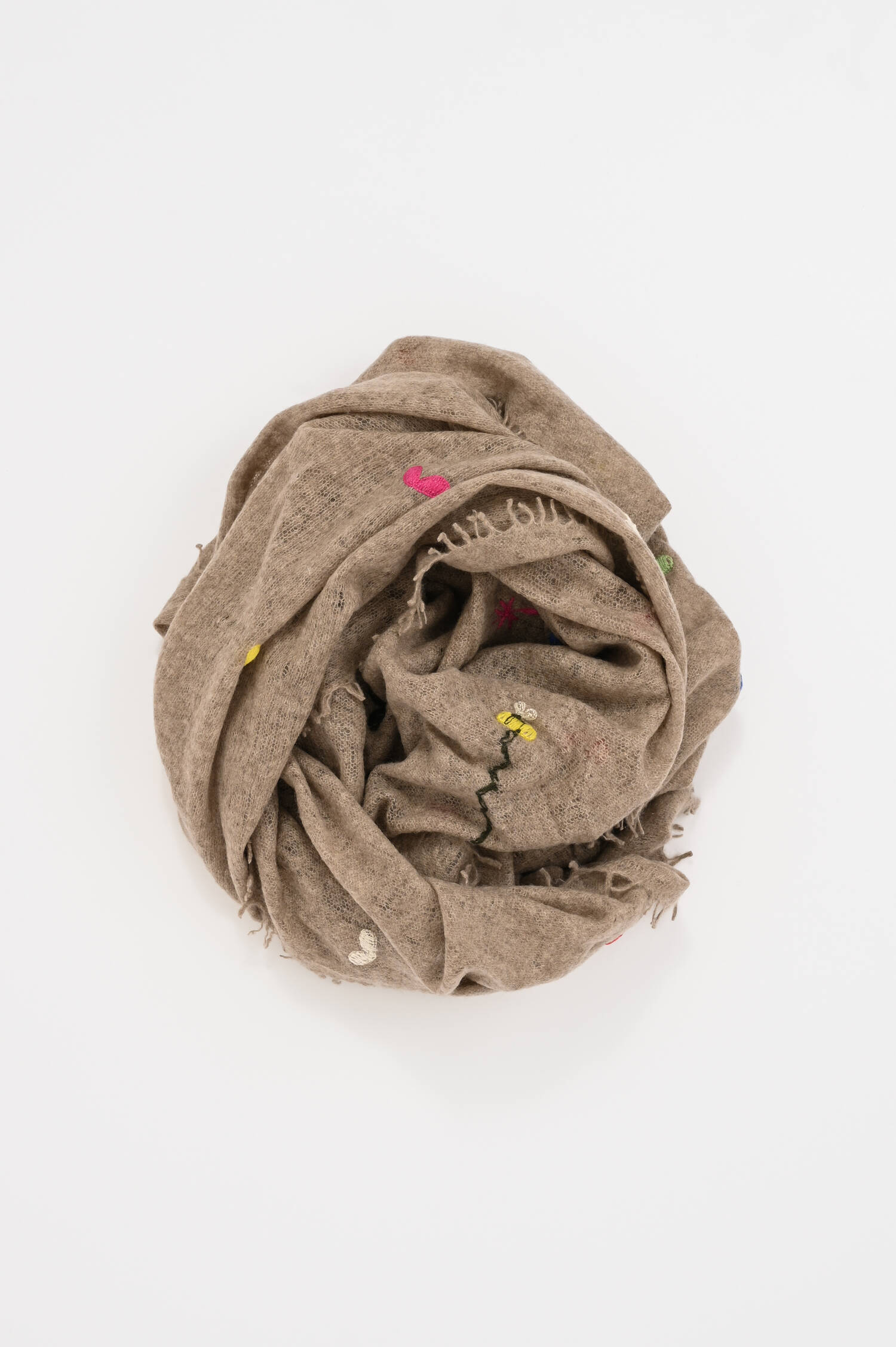 Cashmere Schal HEARTS in Dark Beige