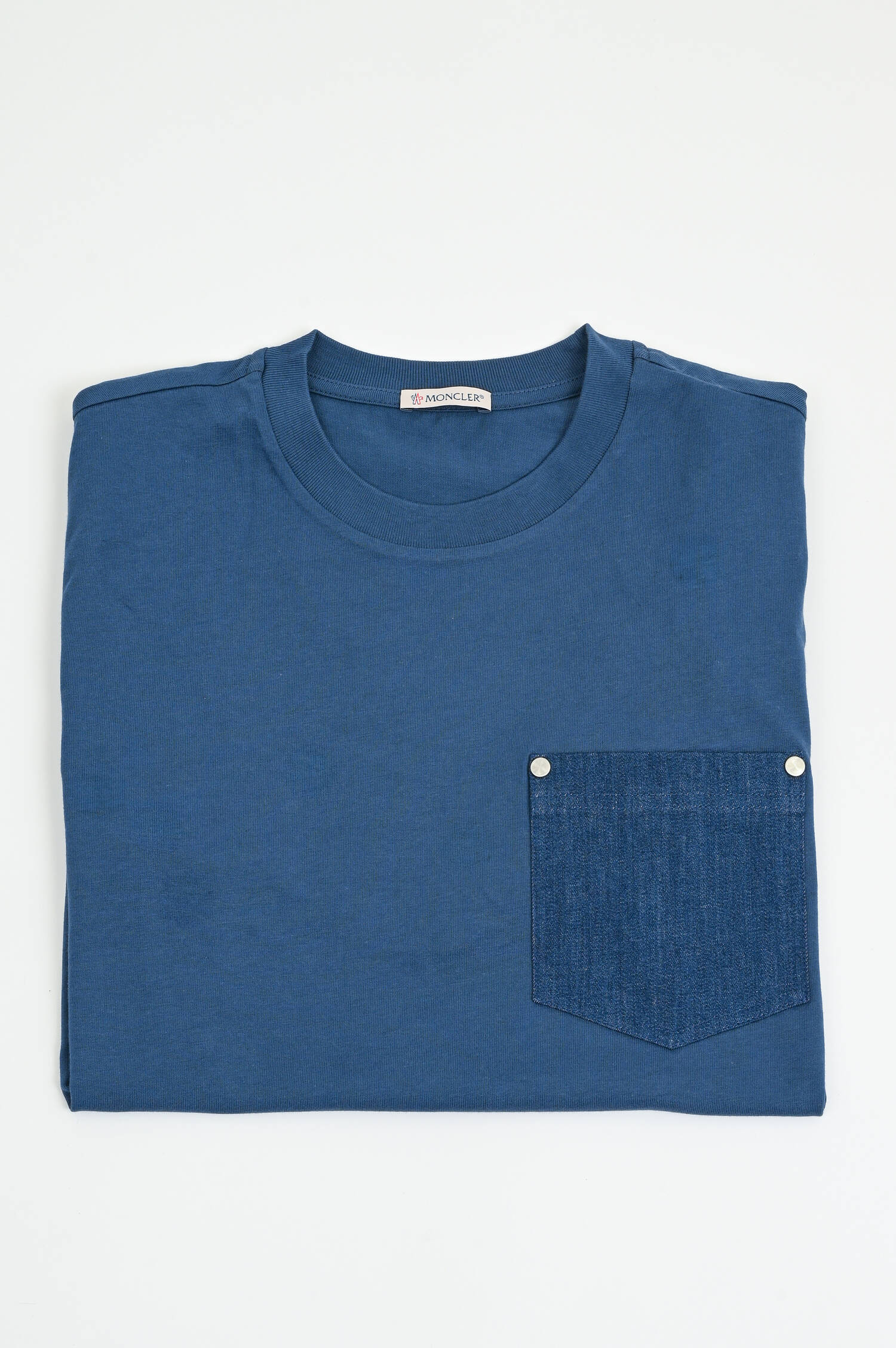 Kurzarmshirt mit Denim-Detail in Dunkelblau