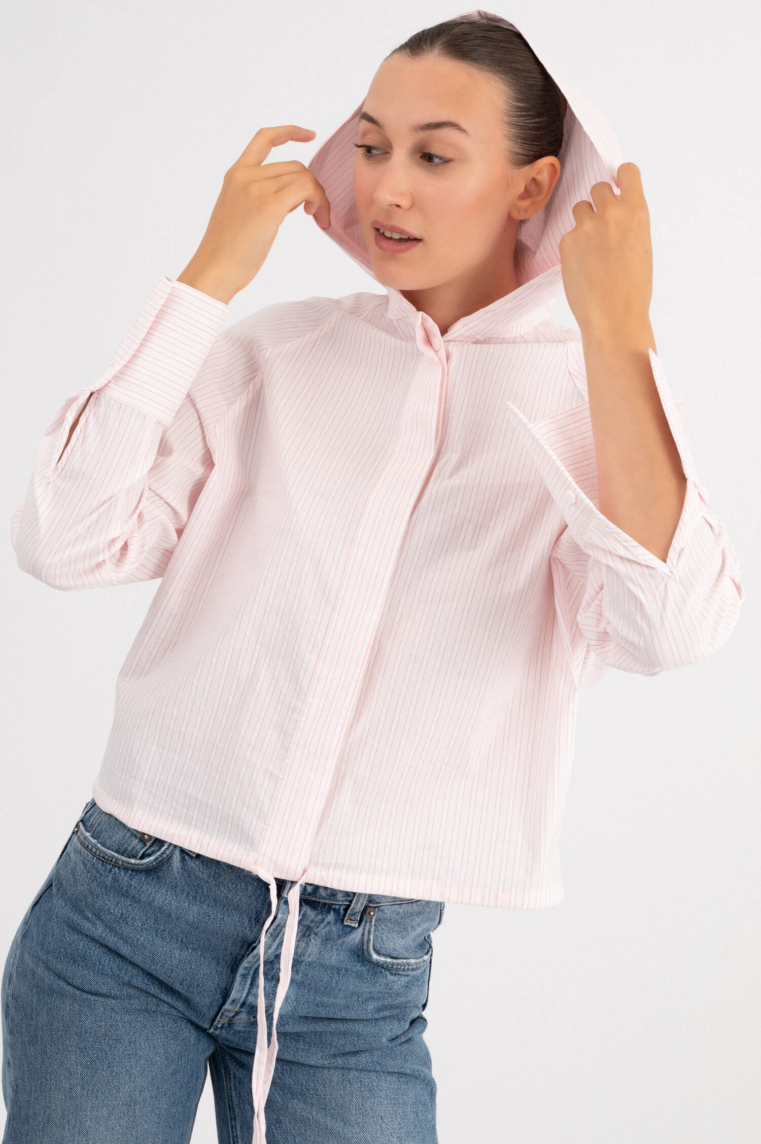 Hoodie Bluse in Rosa gestreift Hoodie Bluse in Rosa gestreift