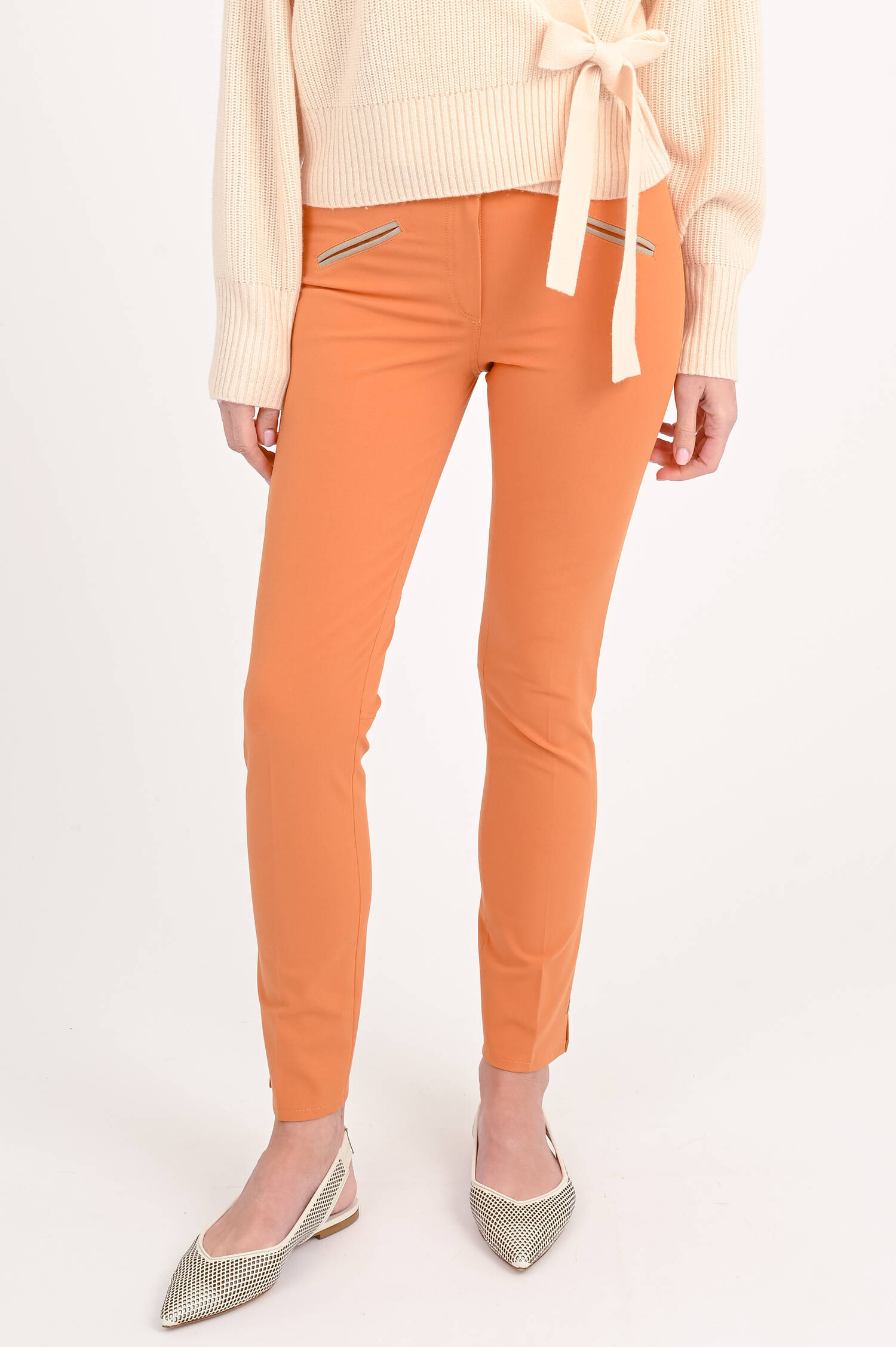  Chino ROYAL mit Lederdetails in Papaya