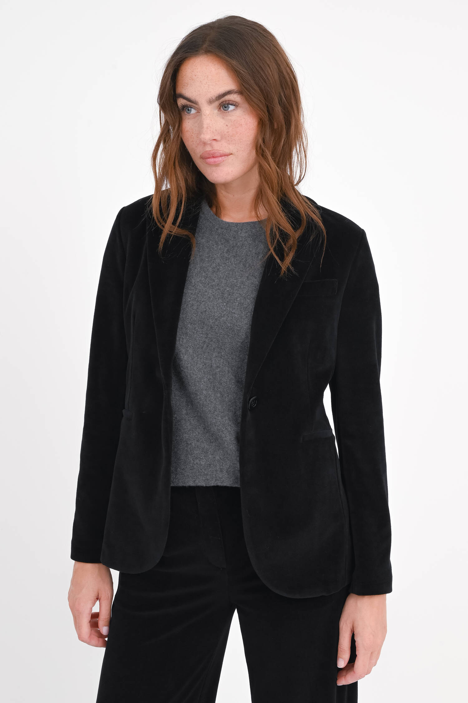 Taillierter Blazer aus Samt in Schwarz