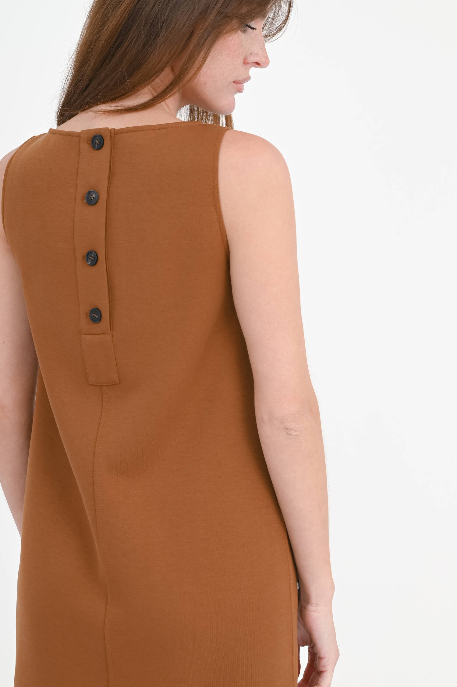 Midi-Kleid ALBIO in O-Shape in Tabak