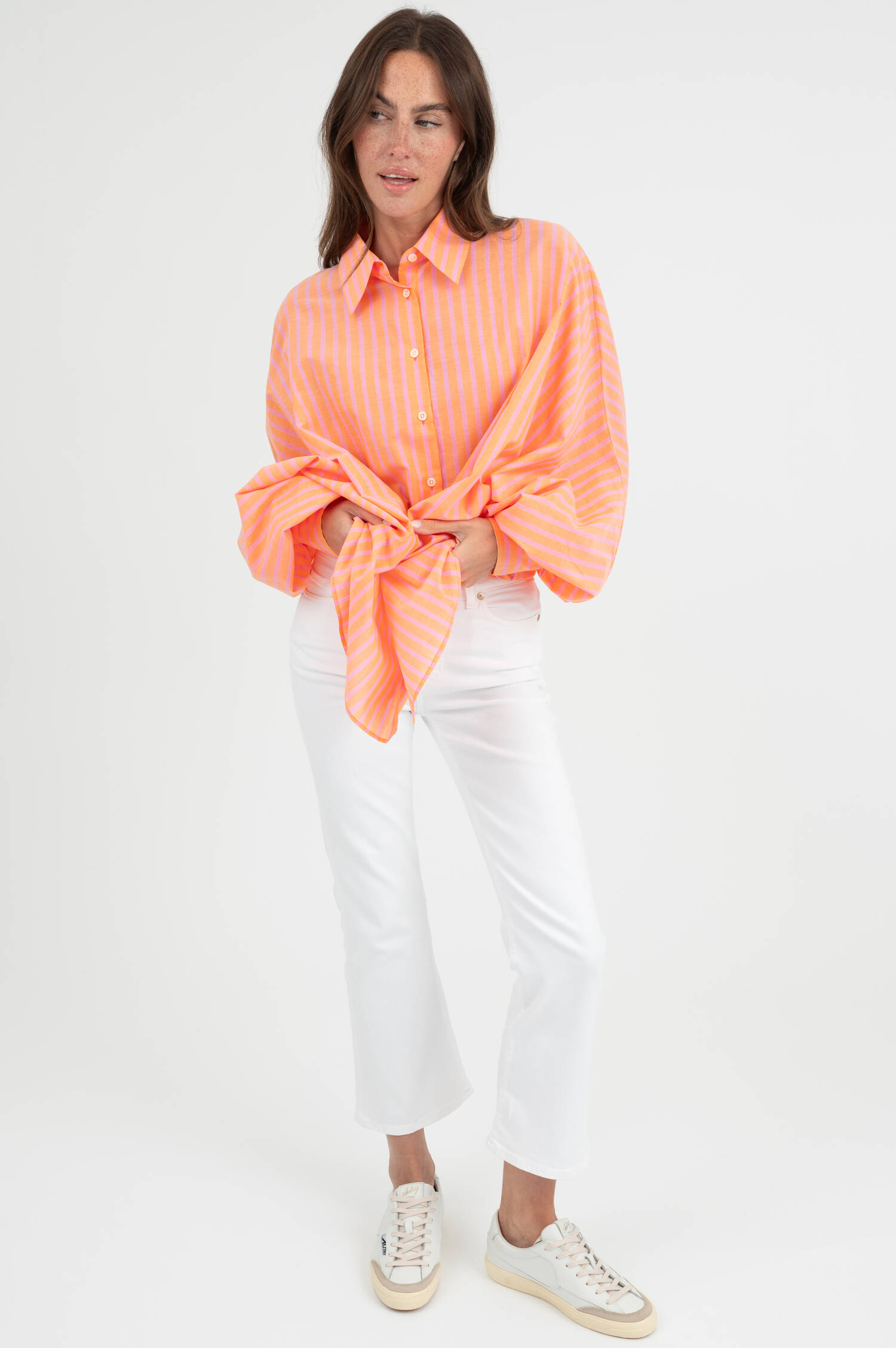 Bluse ANTONIA VOILE in Koralle/Pink gestreift Bluse ANTONIA VOILE in Koralle/Pink gestreift