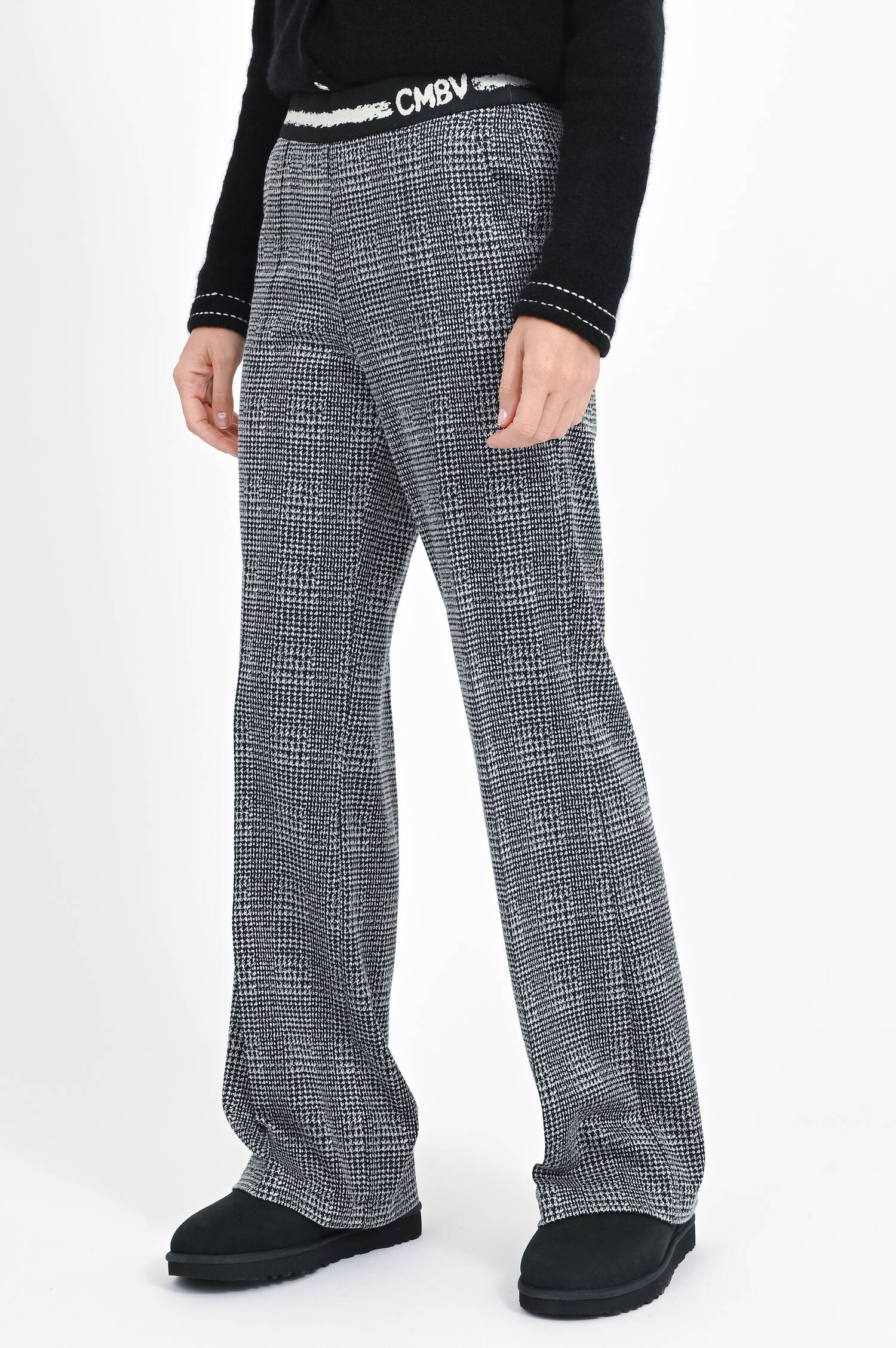 Hose mit Glencheck Musterung in Black/White