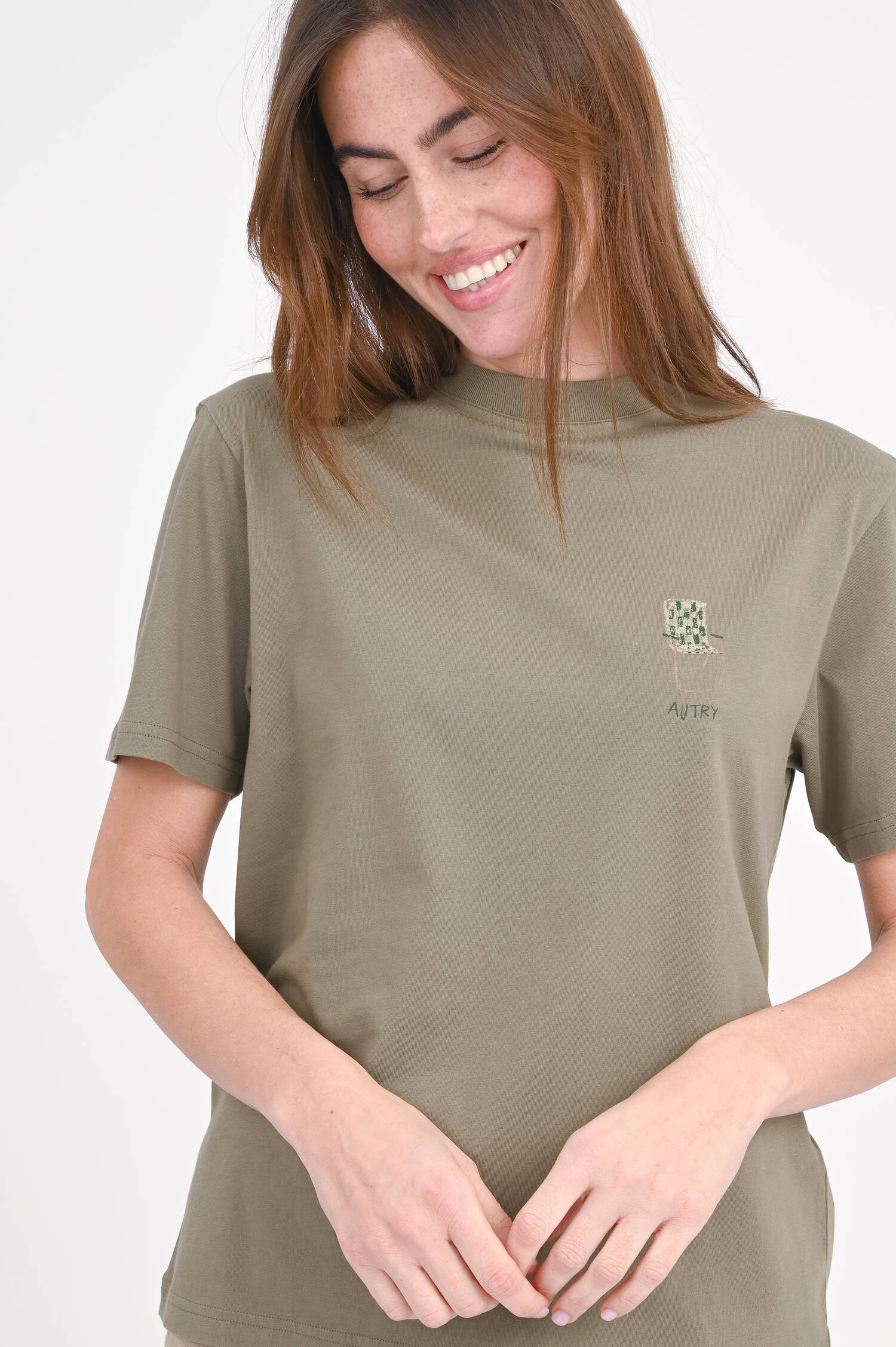 T-Shirt mit Liegestuhl-Print in Khaki T-Shirt mit Liegestuhl-Print in Khaki