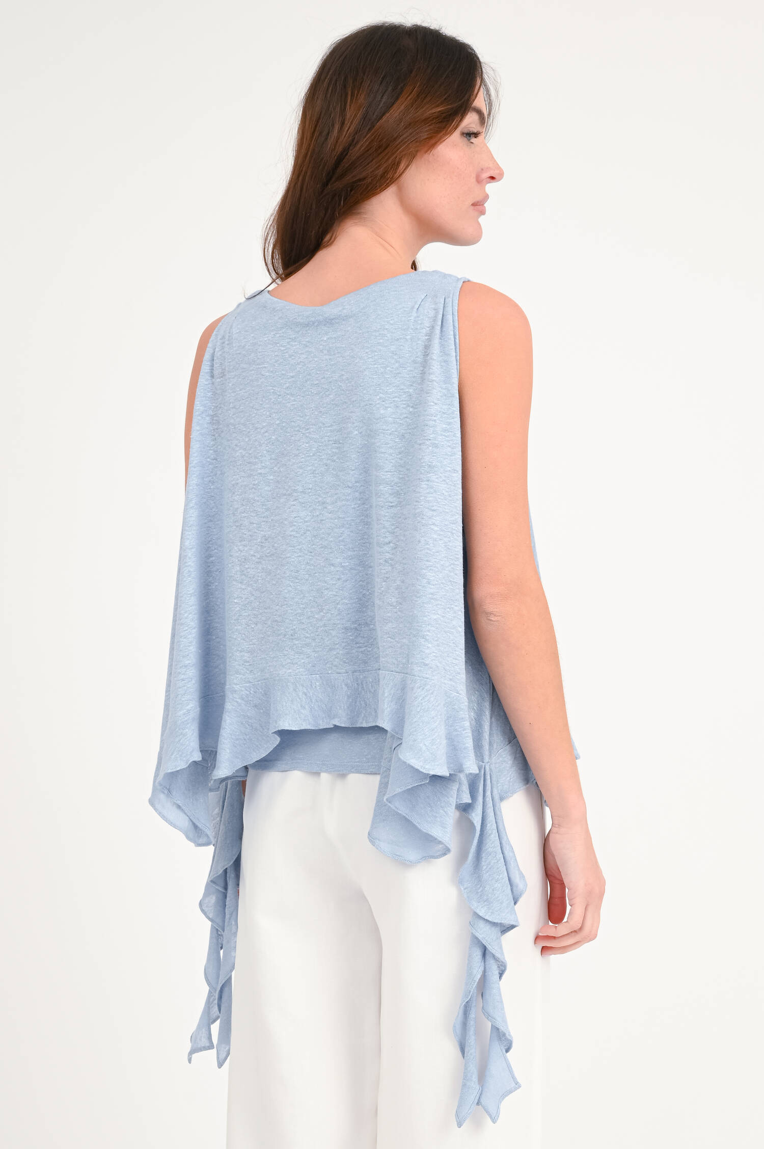 Top mit Volants in Hellblau