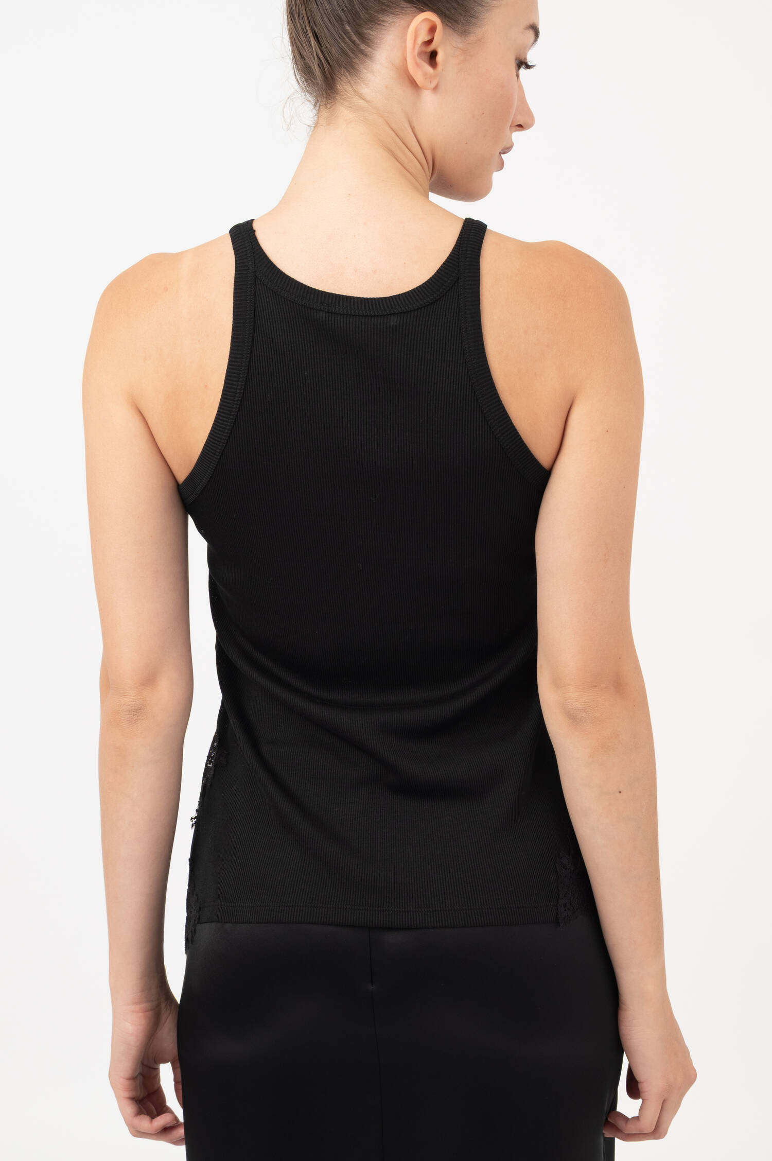 Tanktop mit Spitze in Schwarz Tanktop mit Spitze in Schwarz