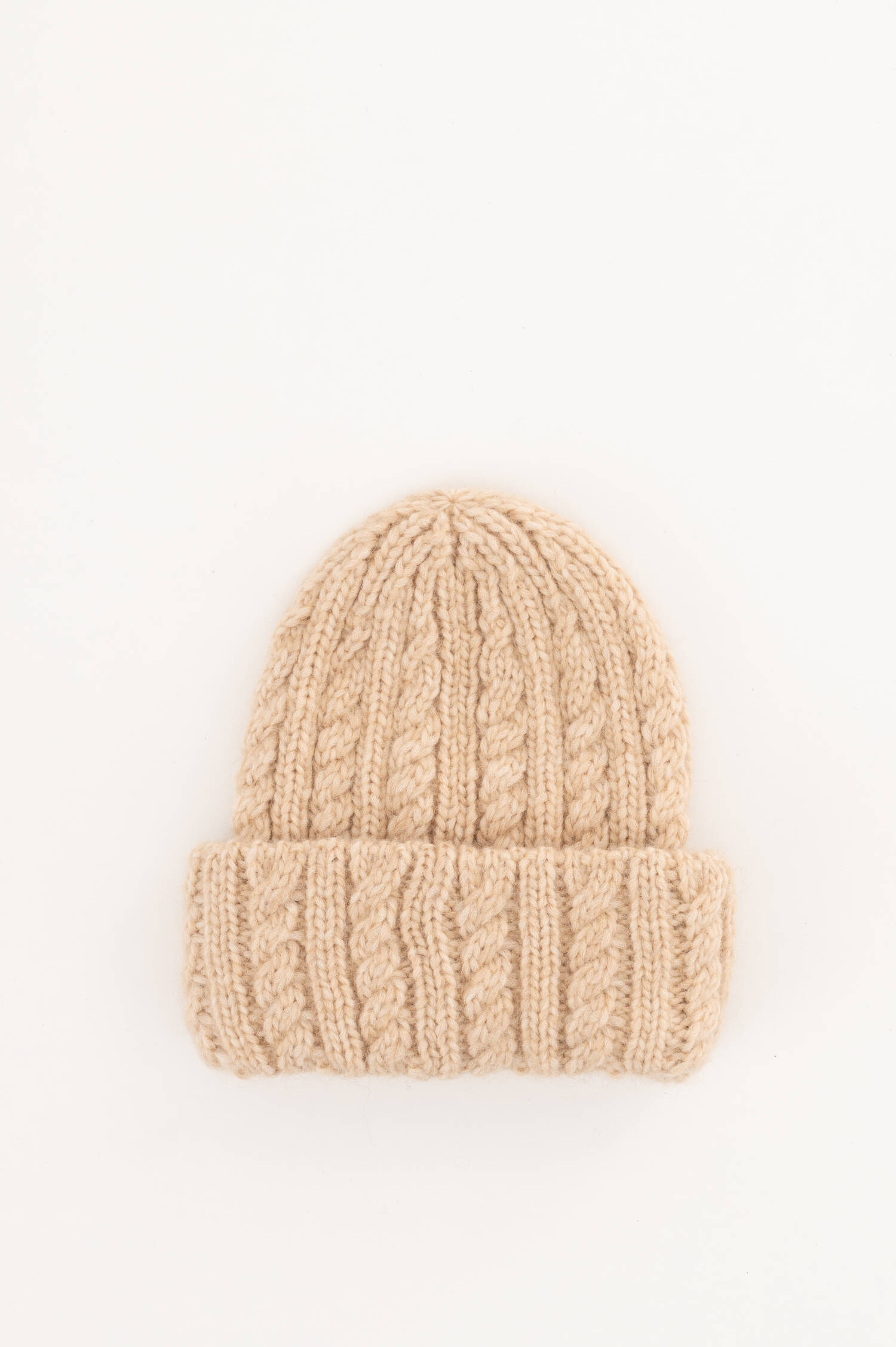 Alpaka-Mix-Zopfstrick-Beanie in Beige Alpaka-Mix-Zopfstrick-Beanie in Beige