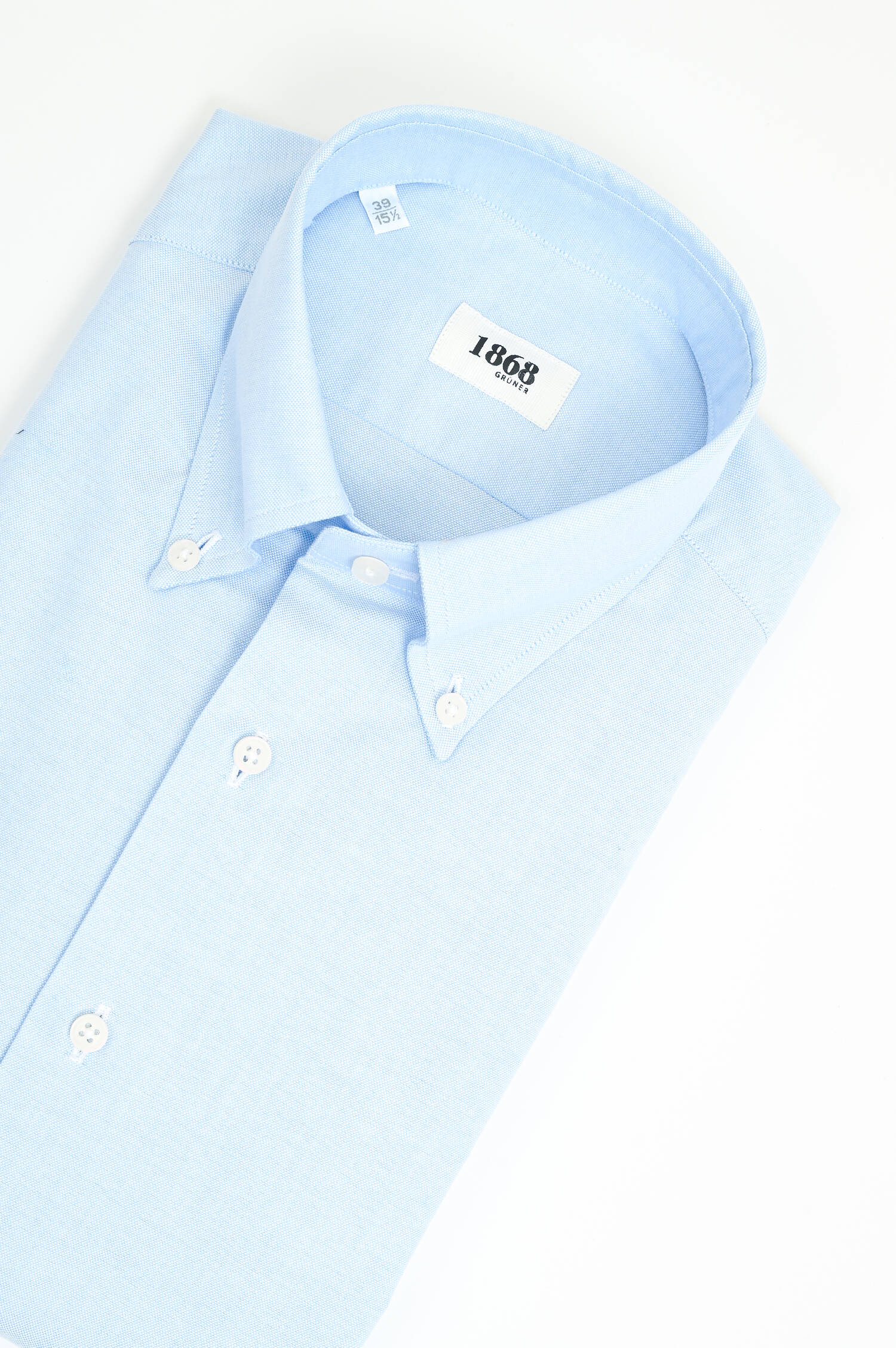 Baumwollhemd mit Button-Down-Kragen in Hellblau