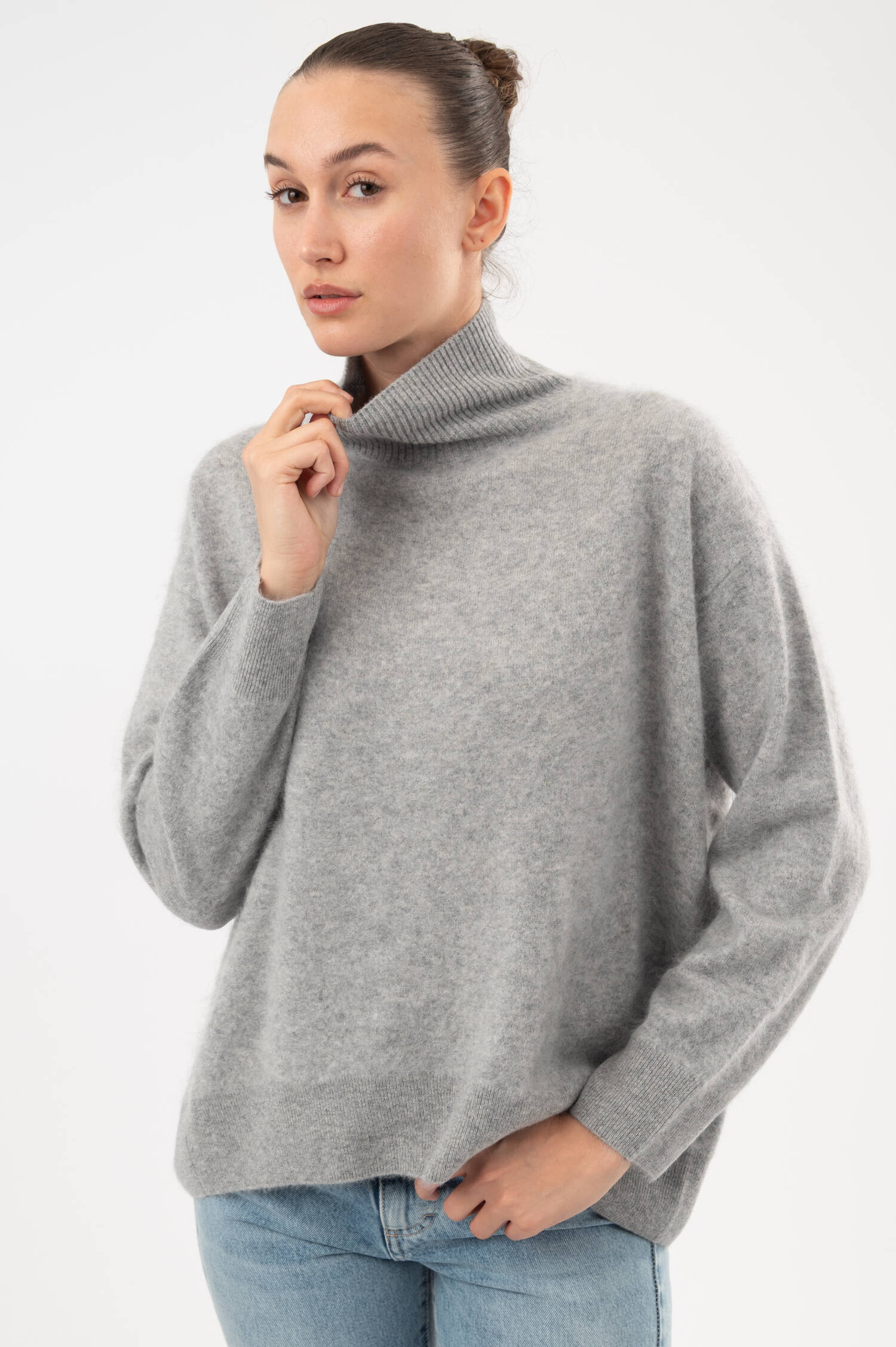 Turtle-Neck Woll-Pullover DANZA in Grau 