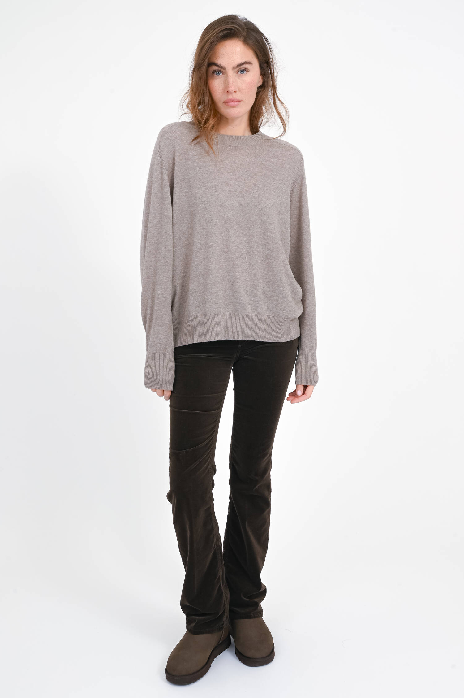 Wollpullover in Greige meliert