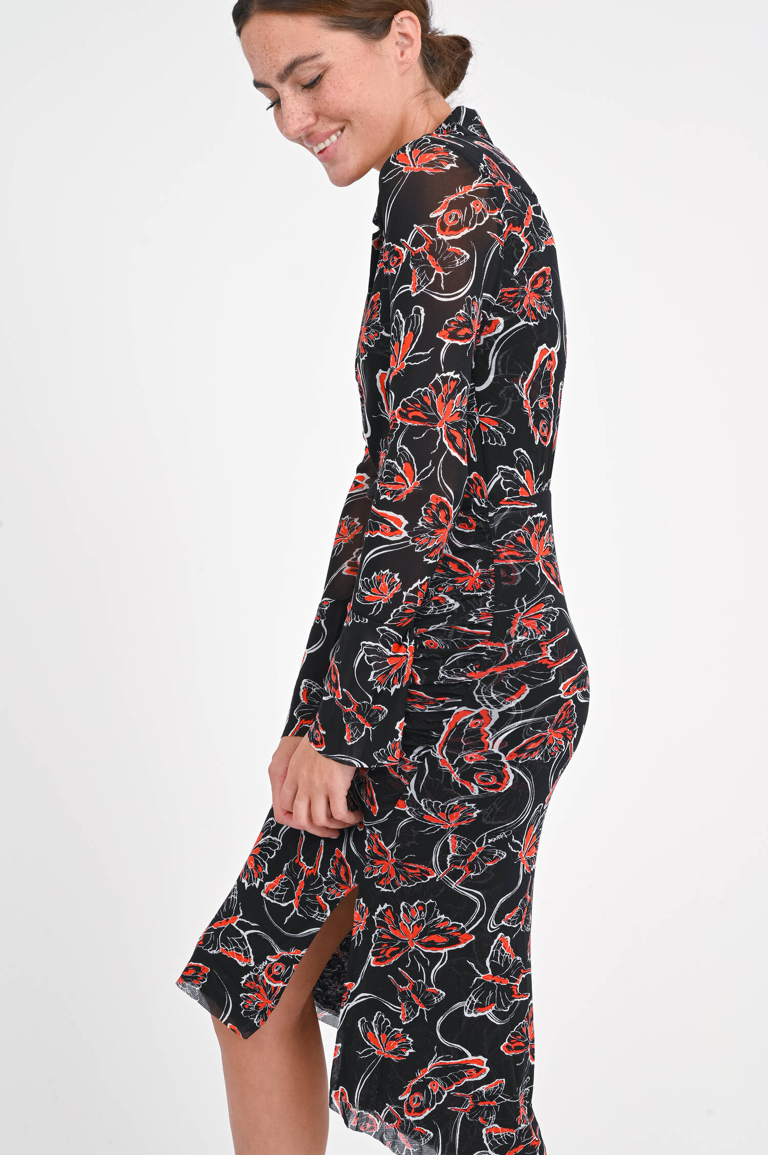 Gerafftes Kleid LILLY in Schwarz/Rot/Weiß Gerafftes Kleid LILLY in Schwarz/Rot/Weiß