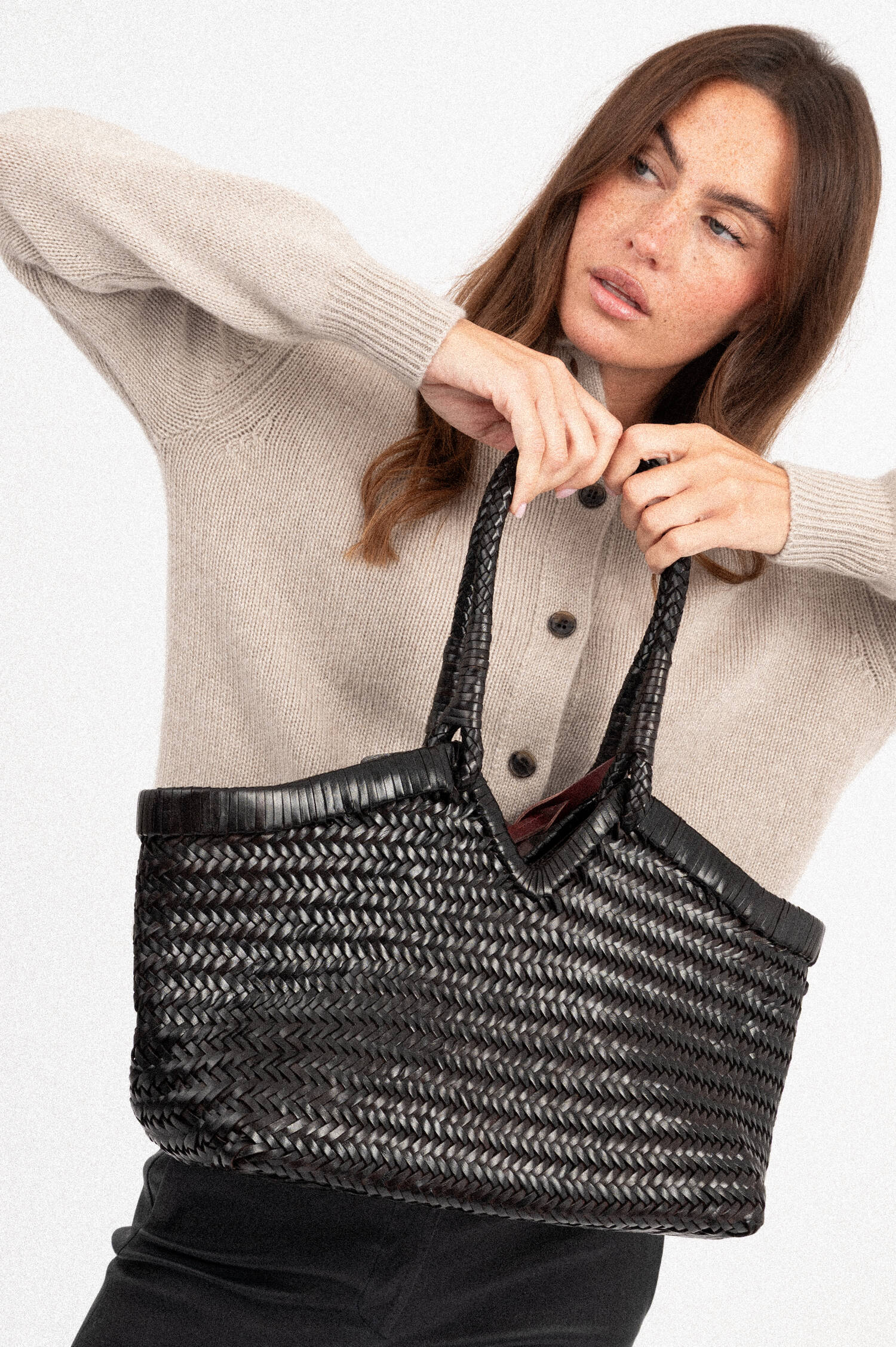 Leder Flecht Tote Bag CRUDELIA in Braun Leder Flecht Tote Bag CRUDELIA in Braun