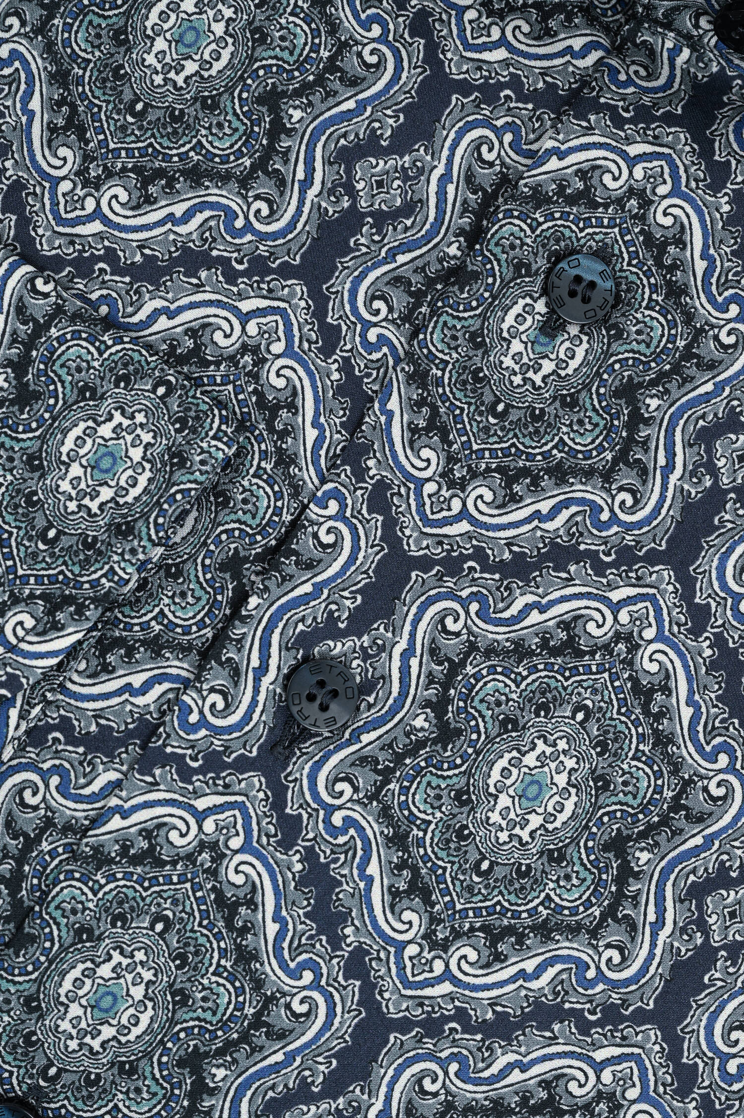 Gemustertes Hemd aus Baumwolle in Blau/Grau Gemustertes Hemd aus Baumwolle in Blau/Grau