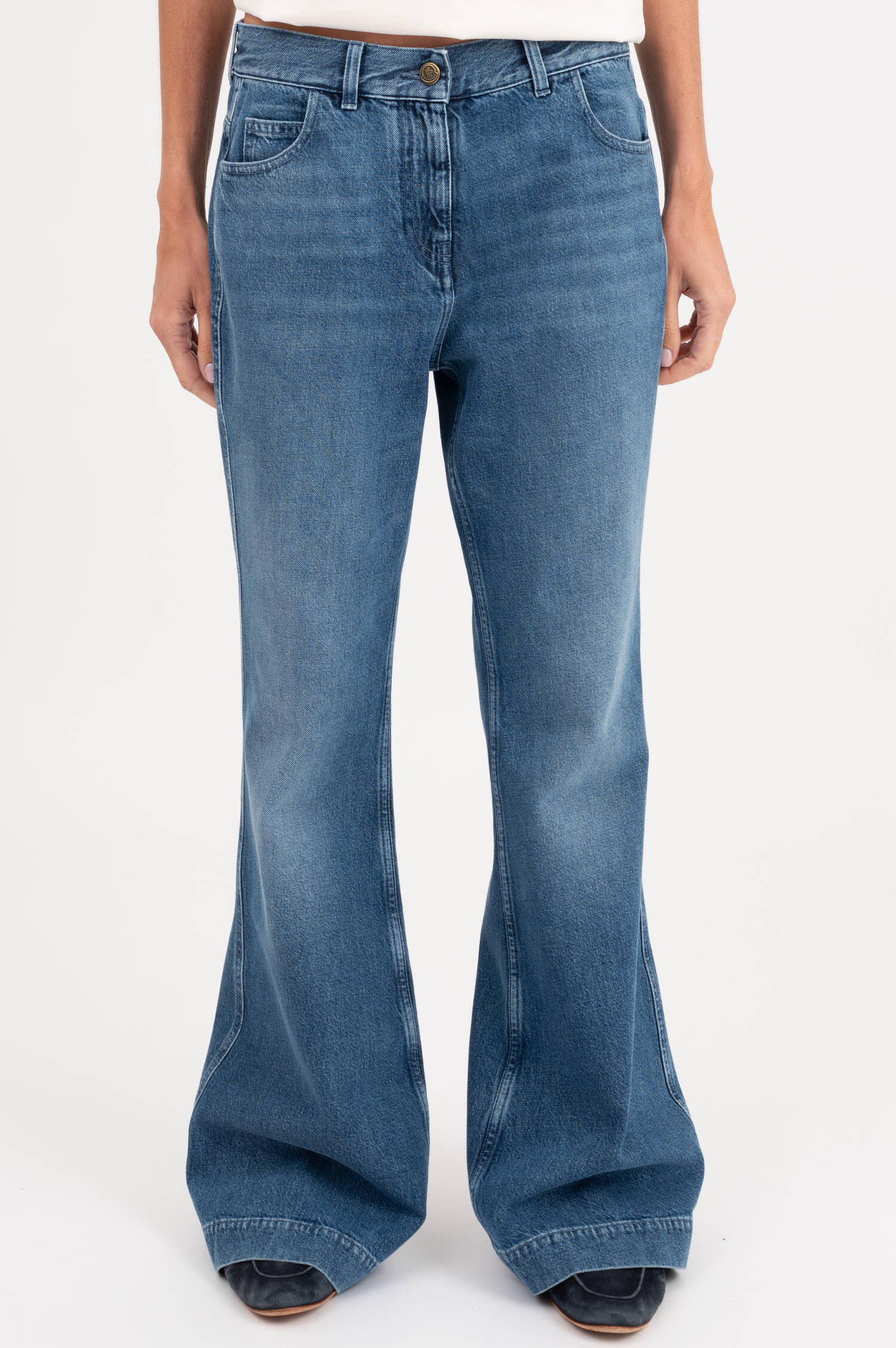Wide Leg Jeans in Mittelblau