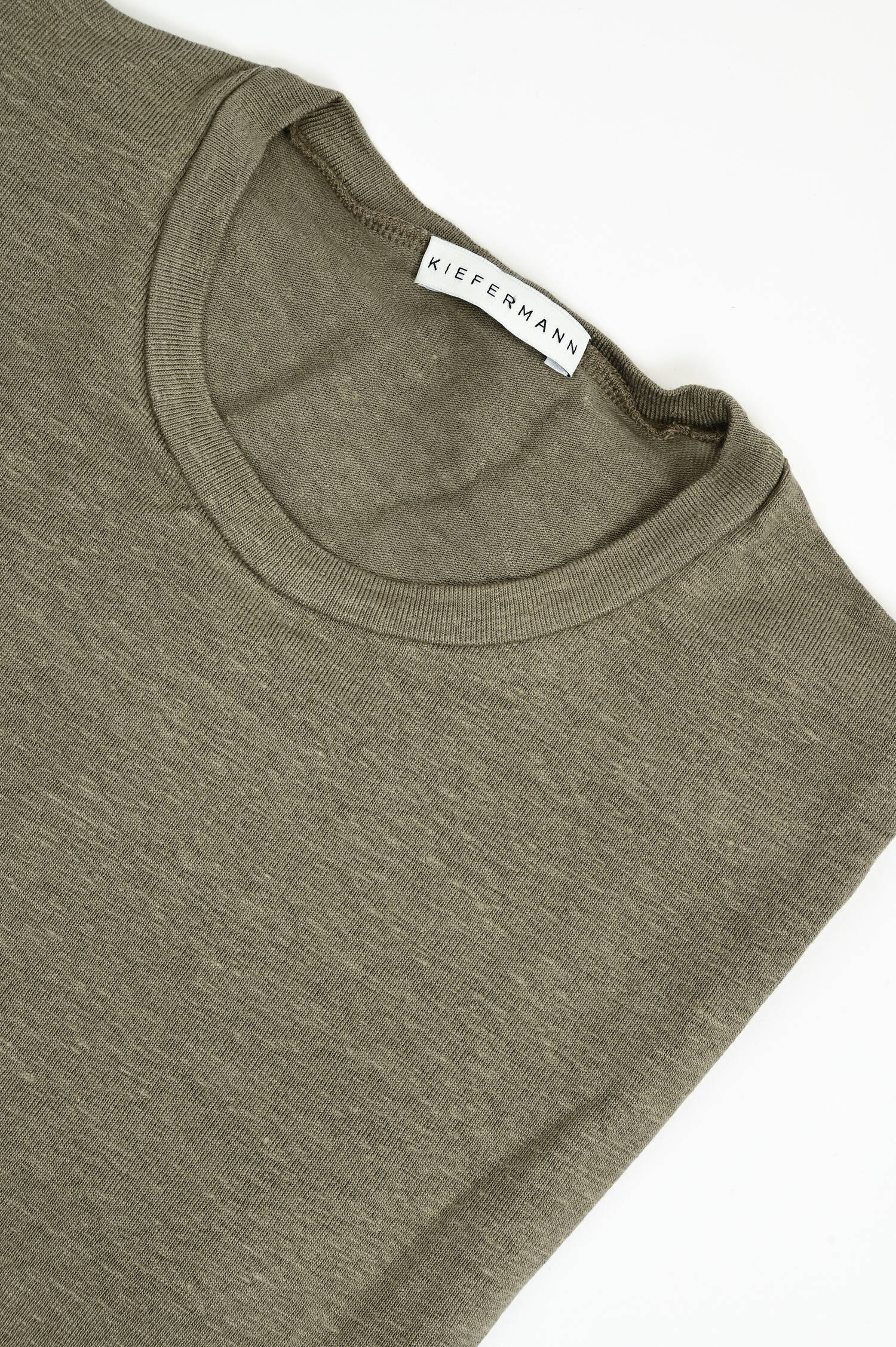 Kurzarmshirt aus Leinen in Alge