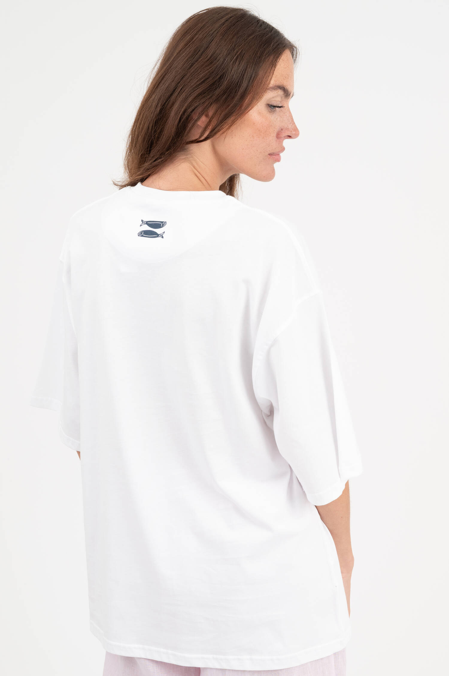 T-Shirt mit Pailetten in Weiß/Pink