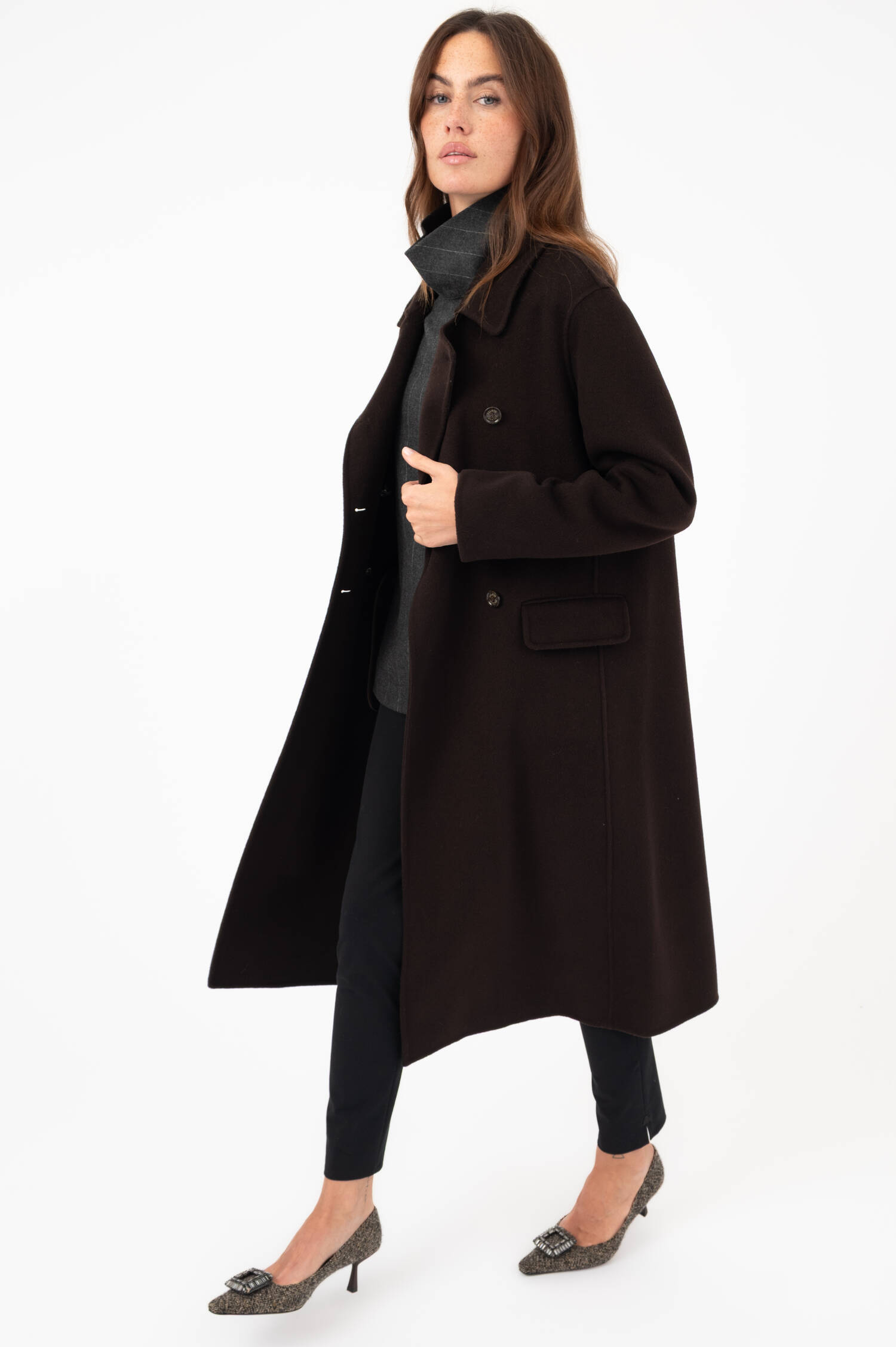 Woll-Cashmere-Mantel REGINA  in Braun
