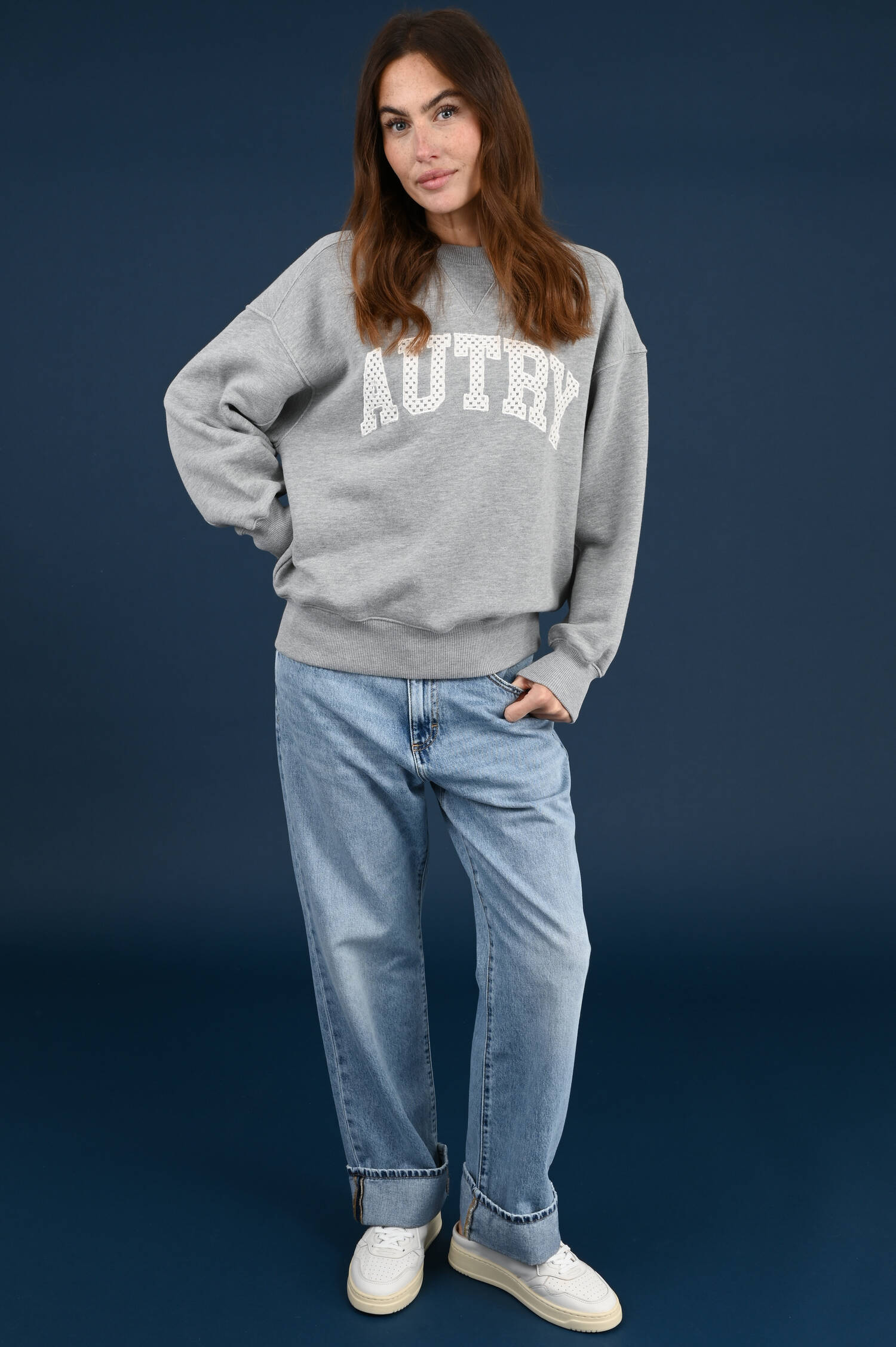 Jersey Sweater mit AUTRY Aufstick in Grau Jersey Sweater mit AUTRY Aufstick in Grau