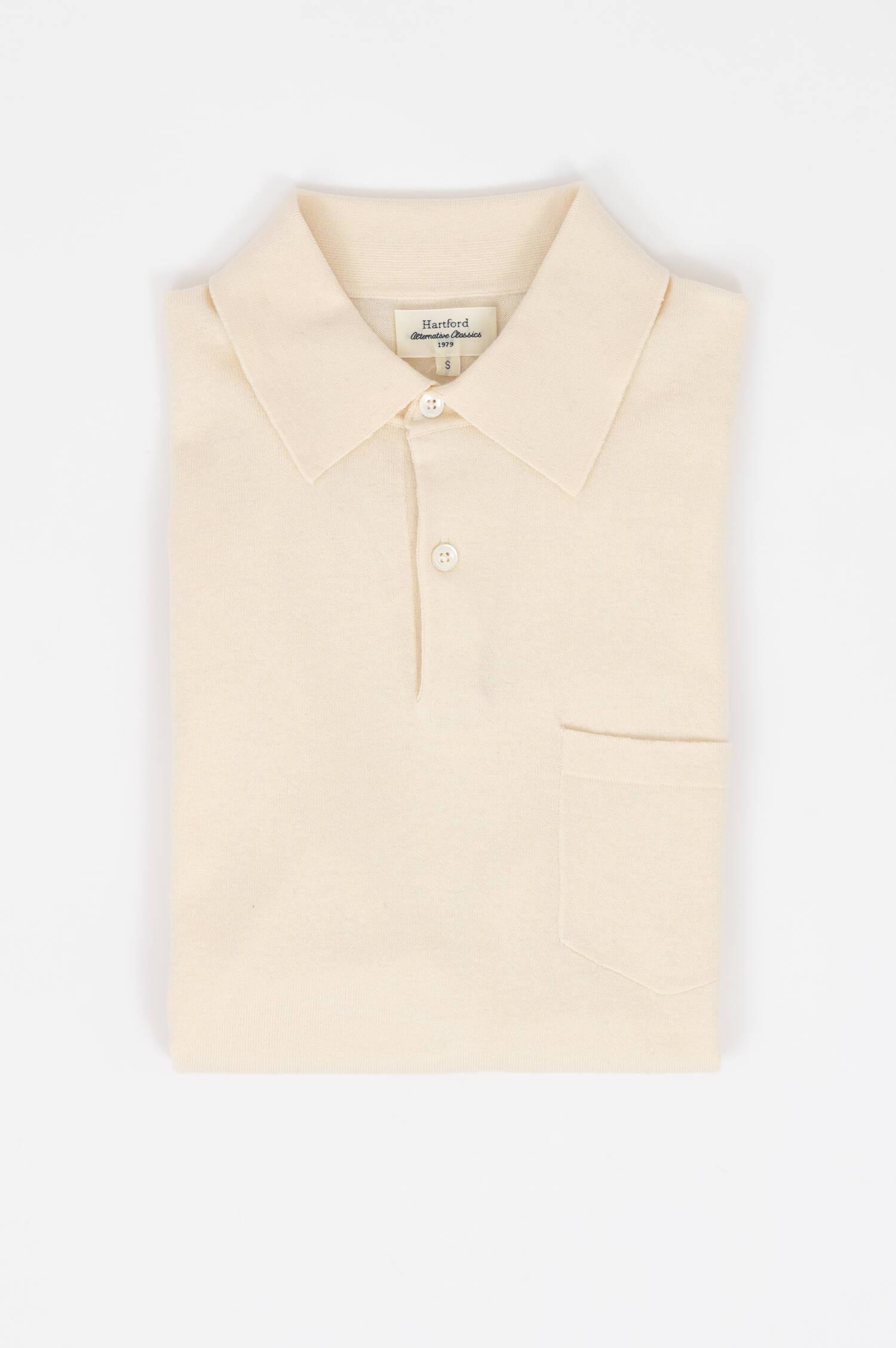 Feinstrick Poloshirt in Creme