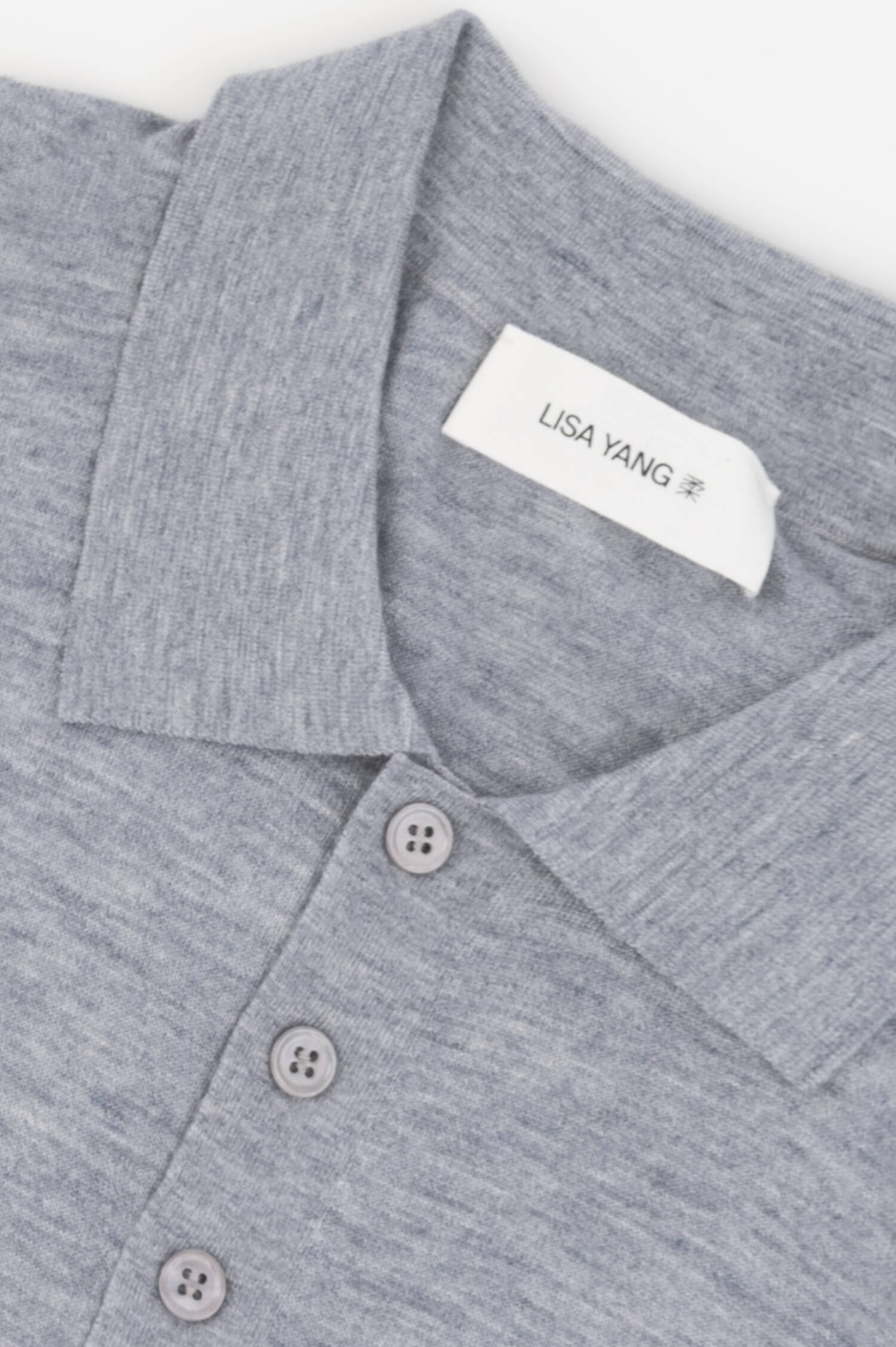 Cashmere Polo-Shirt LIAM in Grau meliert