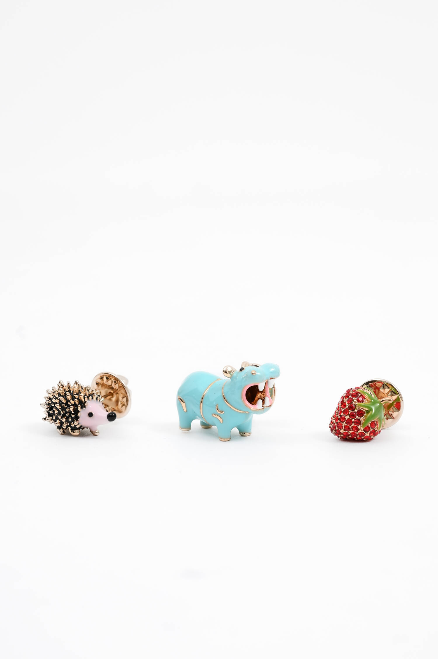 Anstecknadel Trio in Rot/Blau/Braun