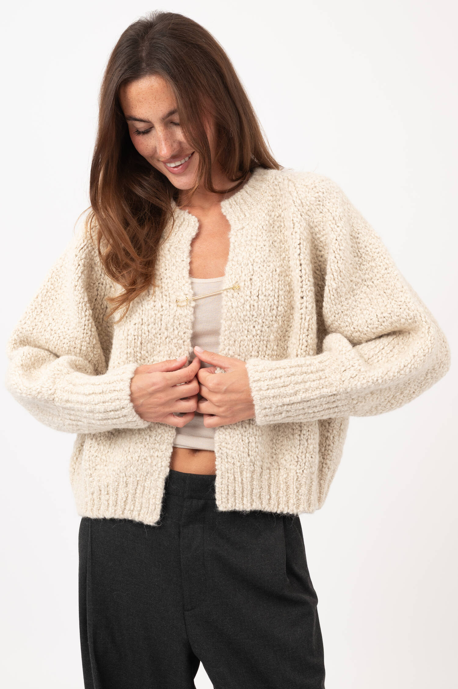 Alpaka-Woll-Cardigan CONNIE in Beige Alpaka-Woll-Cardigan CONNIE in Beige