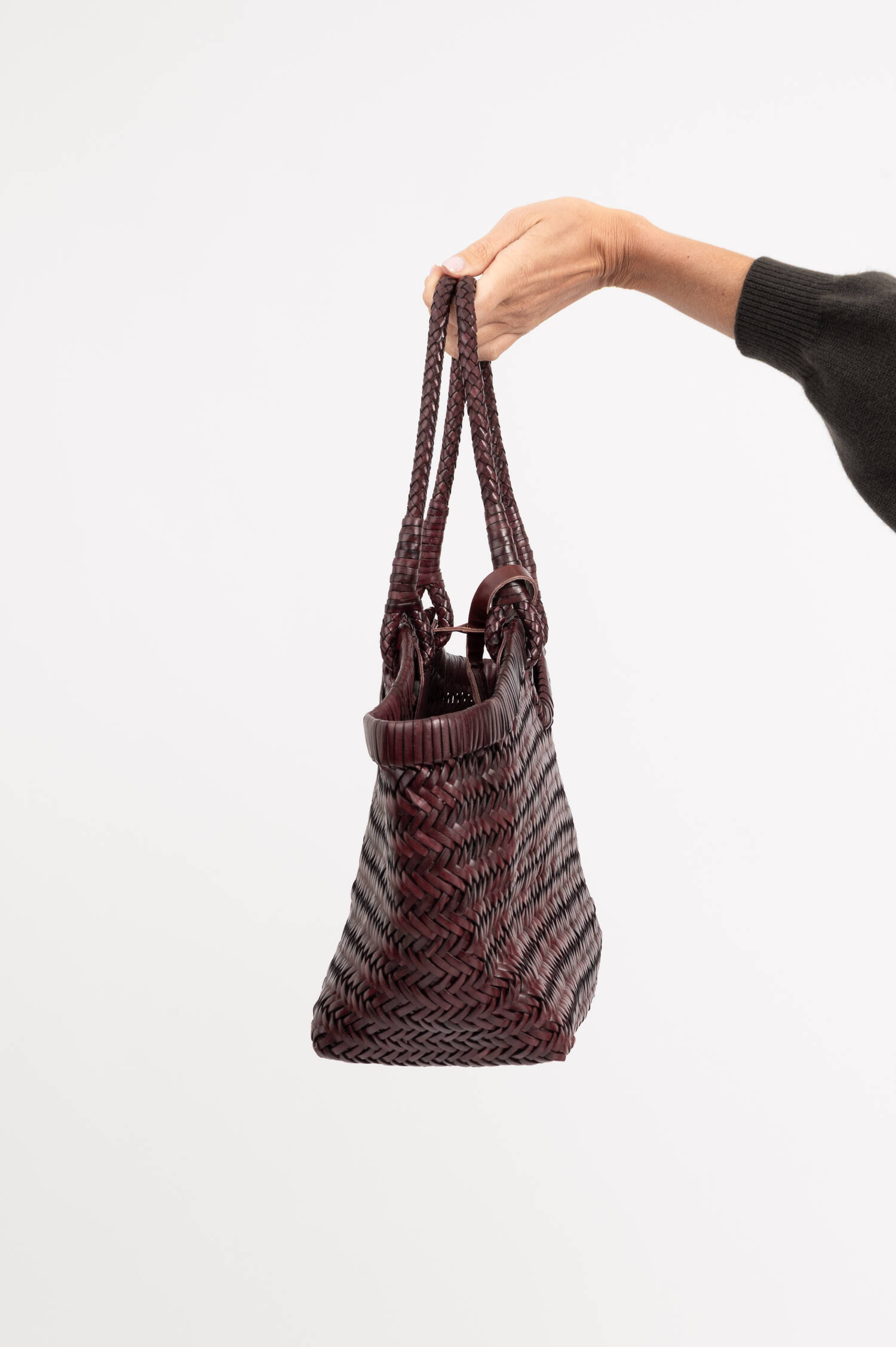 Leder Flecht Tote Bag CRUDELIA in Burgundy Leder Flecht Tote Bag CRUDELIA in Burgundy