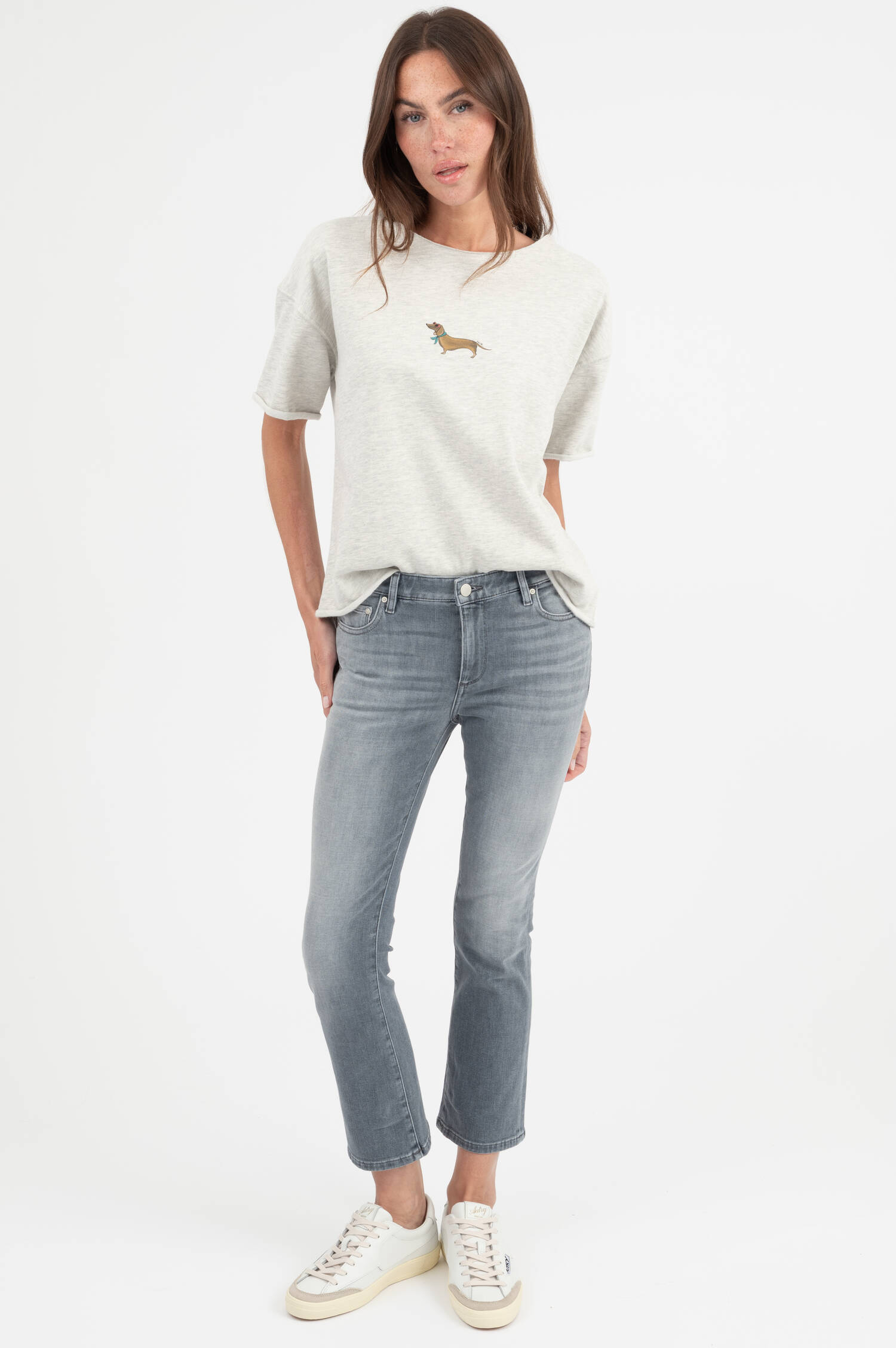 Sweat T-Shirt mit Illustration in Grau meliert Sweat T-Shirt mit Illustration in Grau meliert