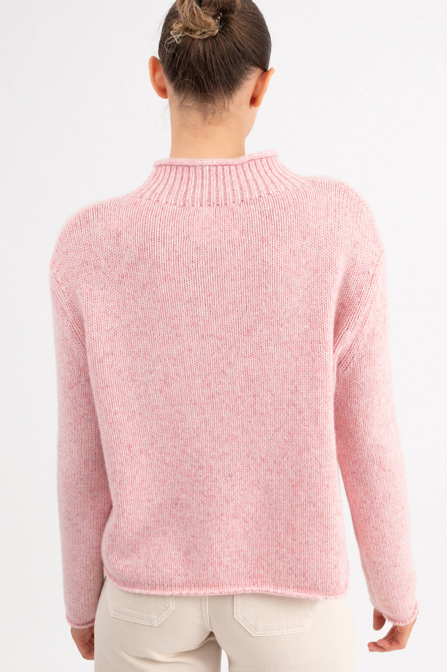 Cashmere Stehkragen Pullover in Rosa meliert Cashmere Stehkragen Pullover in Rosa meliert