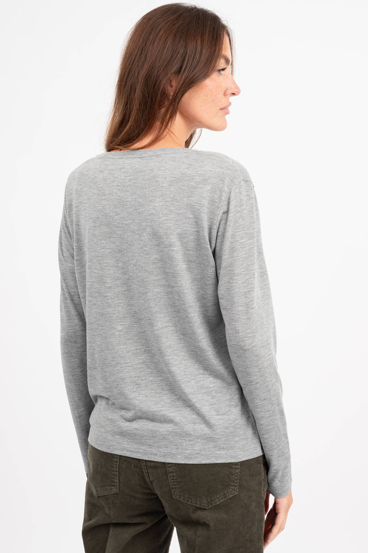 Langarm-Shirt in Grau meliert