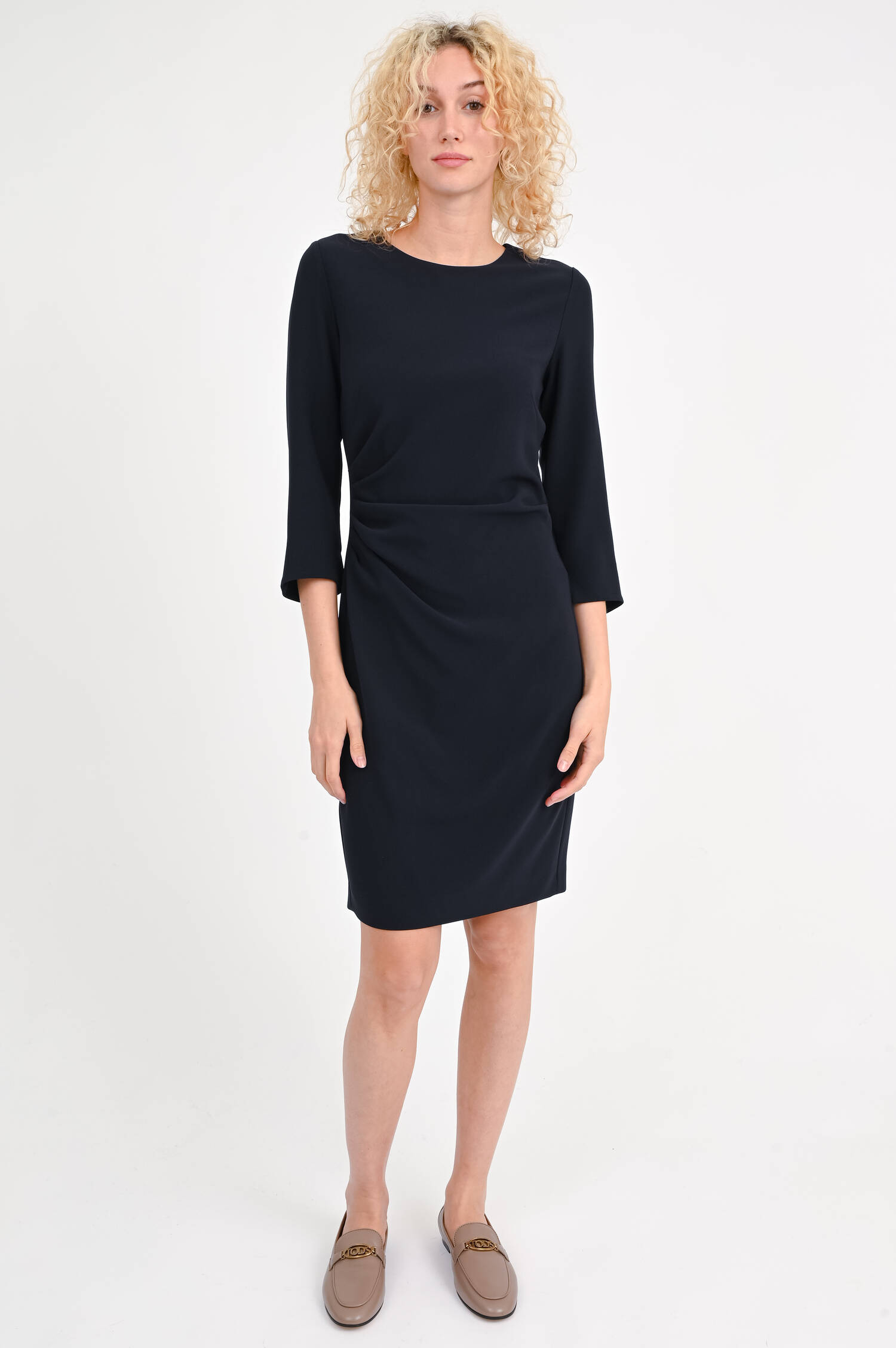 Kleid mit Raffungen in Navy